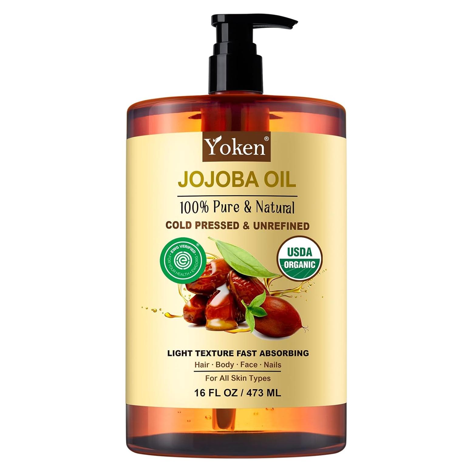 Aceite de Jojoba Puro Orgánico Yoken 473ml Hidratante Natural