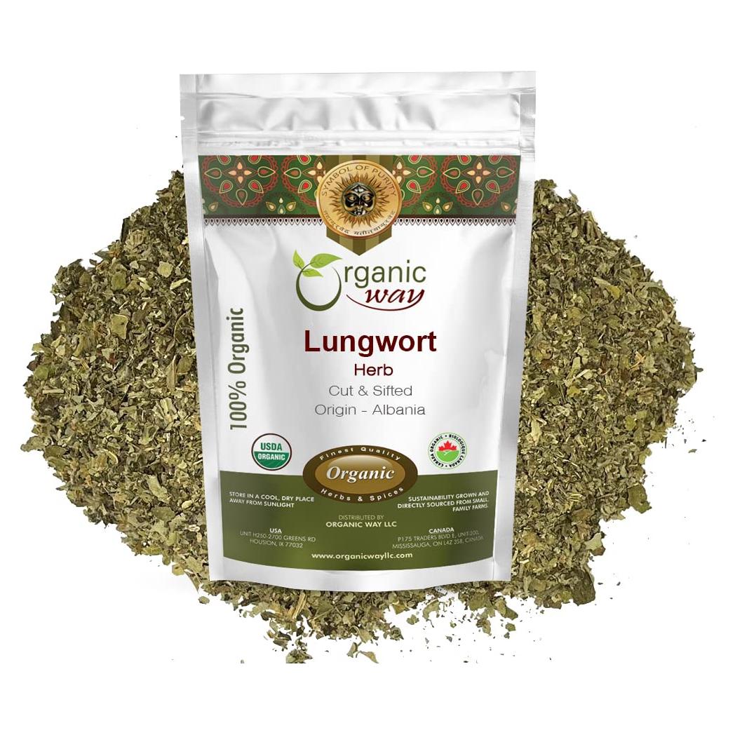 Hojas Secas de Pulmonaria Orgánica 56.7g - Crudo, Vegano, Kosher