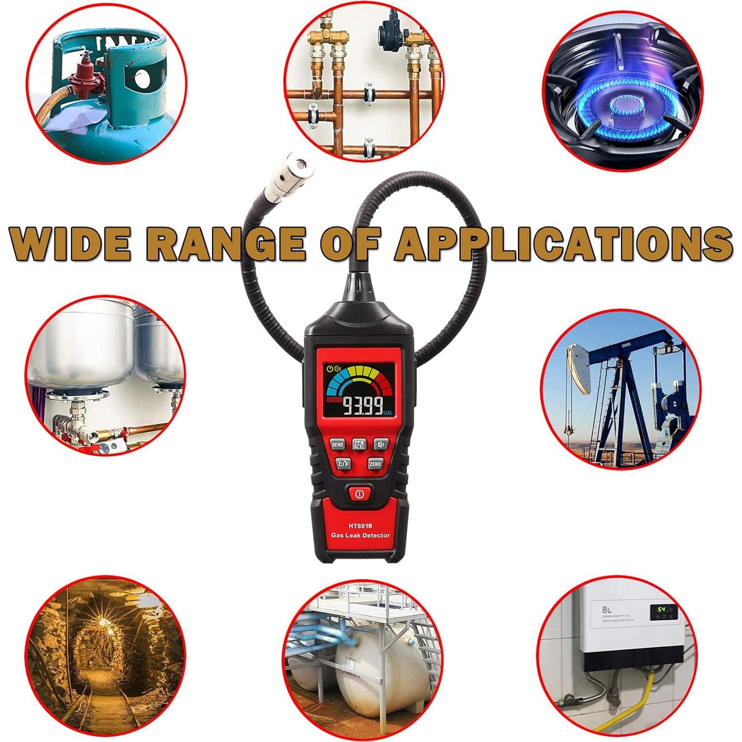 Detector de Fugas de Gas Portátil Intendvision HT601B 9999 PPM