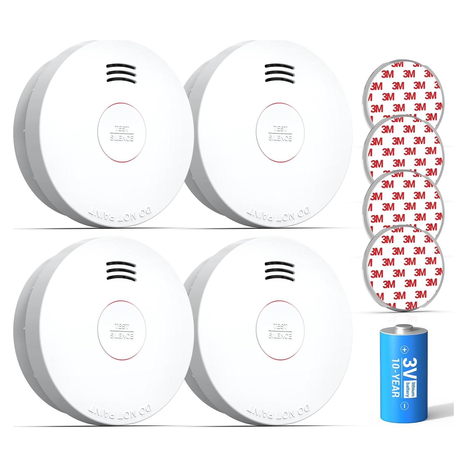 Detector de Humo SITERWELL GS525A 4 Paquetes Batería 10 Años