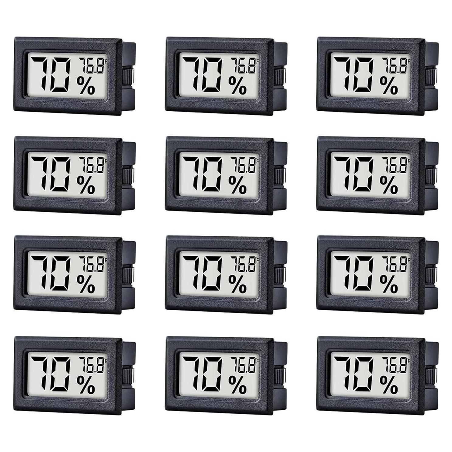 Paquete de 12 Medidores Digitales de Temperatura y Humedad Pgzsy
