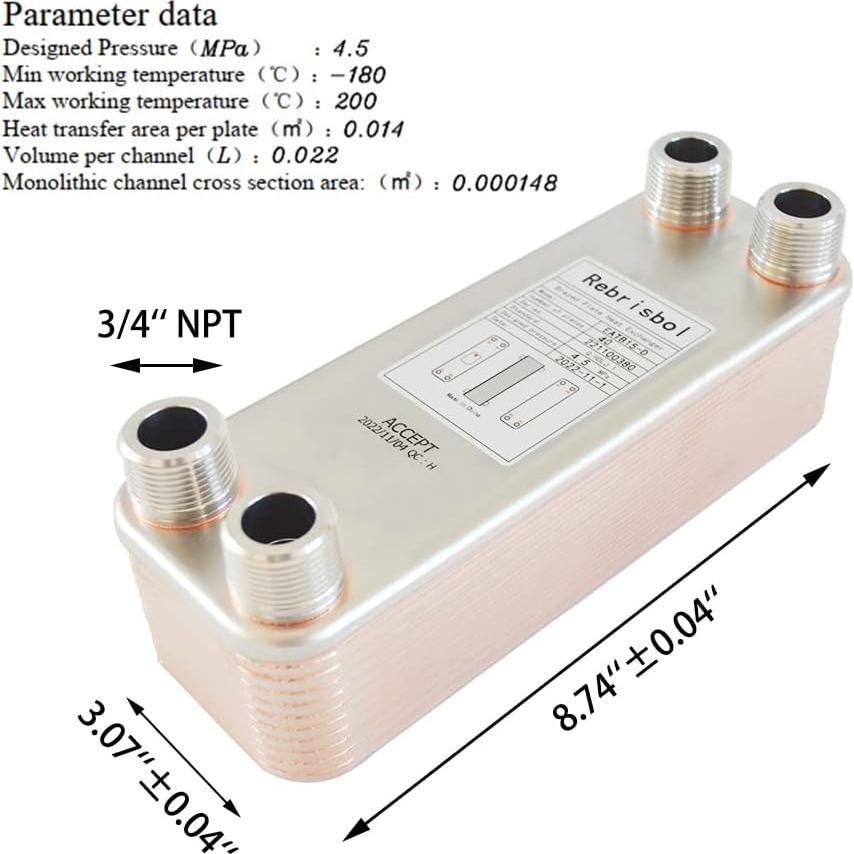 Intercambiador de Calor de Placas Soldadas Rebrisbol EATB15-D-40