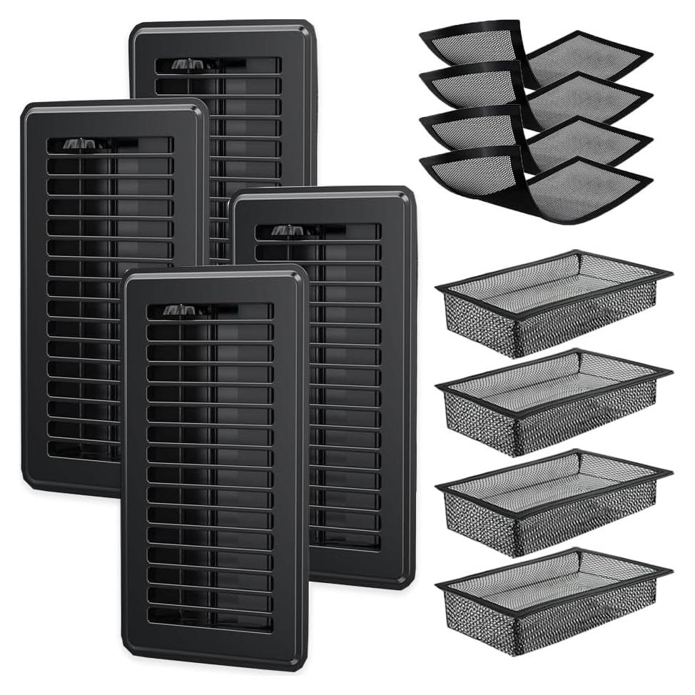 12 Piezas Cubiertas de Ventilación RLOZUI 4x10" Acero Negro
