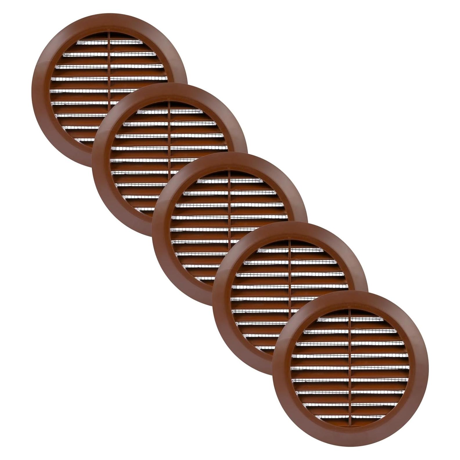 Rejillas de Ventilación Redondas 10.16 cm Marrón - Paquete de 5