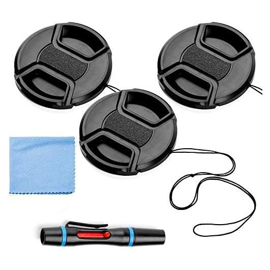 Paquete de 3 tapas de lente 46mm + paño y bolígrafo limpieza