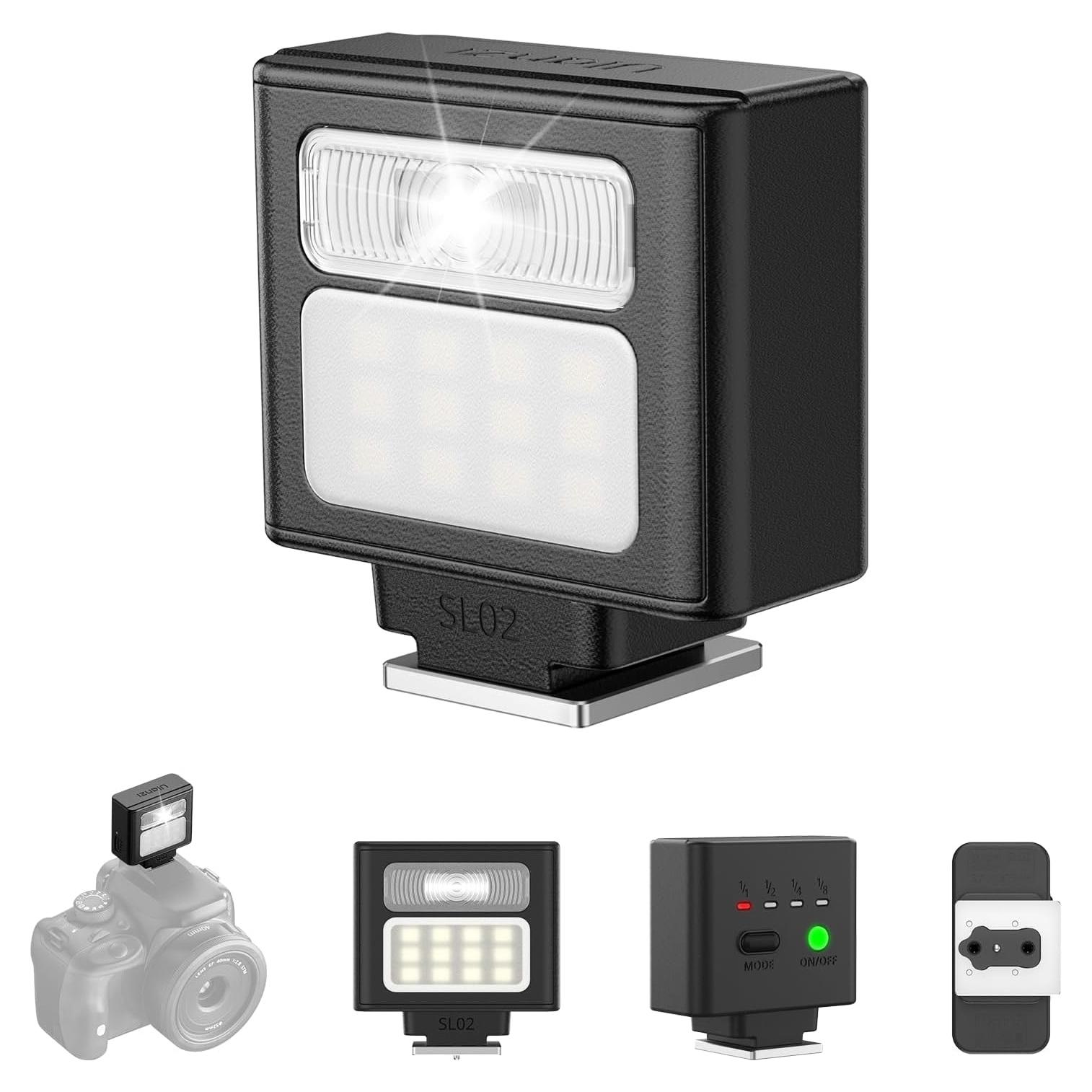 Flash Mini ULANZI SL02 con Luz de Video GN8 6500K