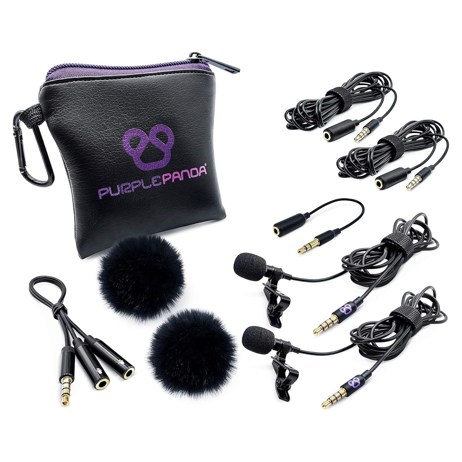 Kit de micrófono lavalier Purple Panda DualLavMic - 2 micrófonos 1.5m