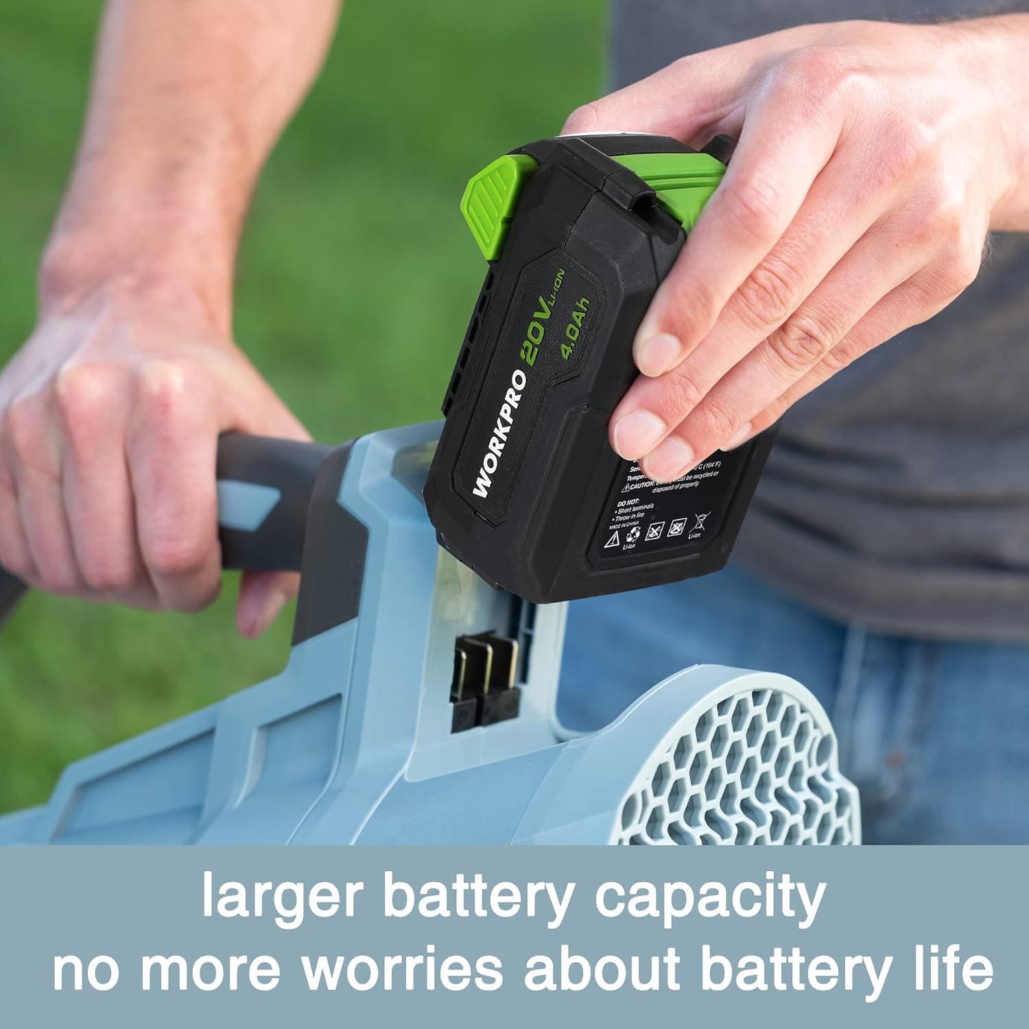 Soplador de Hojas WORKPRO 20V Inalámbrico 350 CFM 5 Velocidades