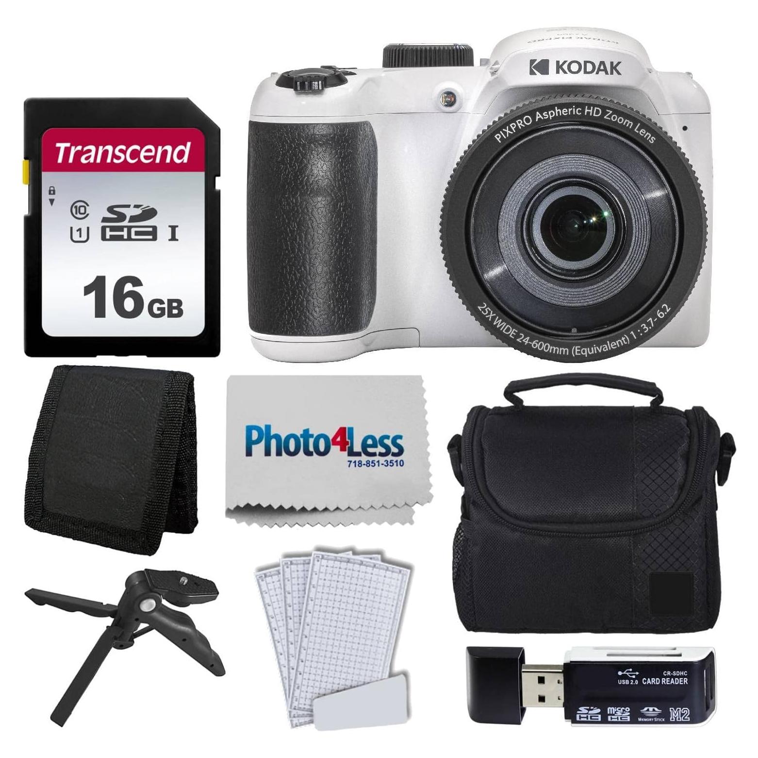 Cámara Digital Kodak PIXPRO AZ255 Blanca + Accesorios 16GB