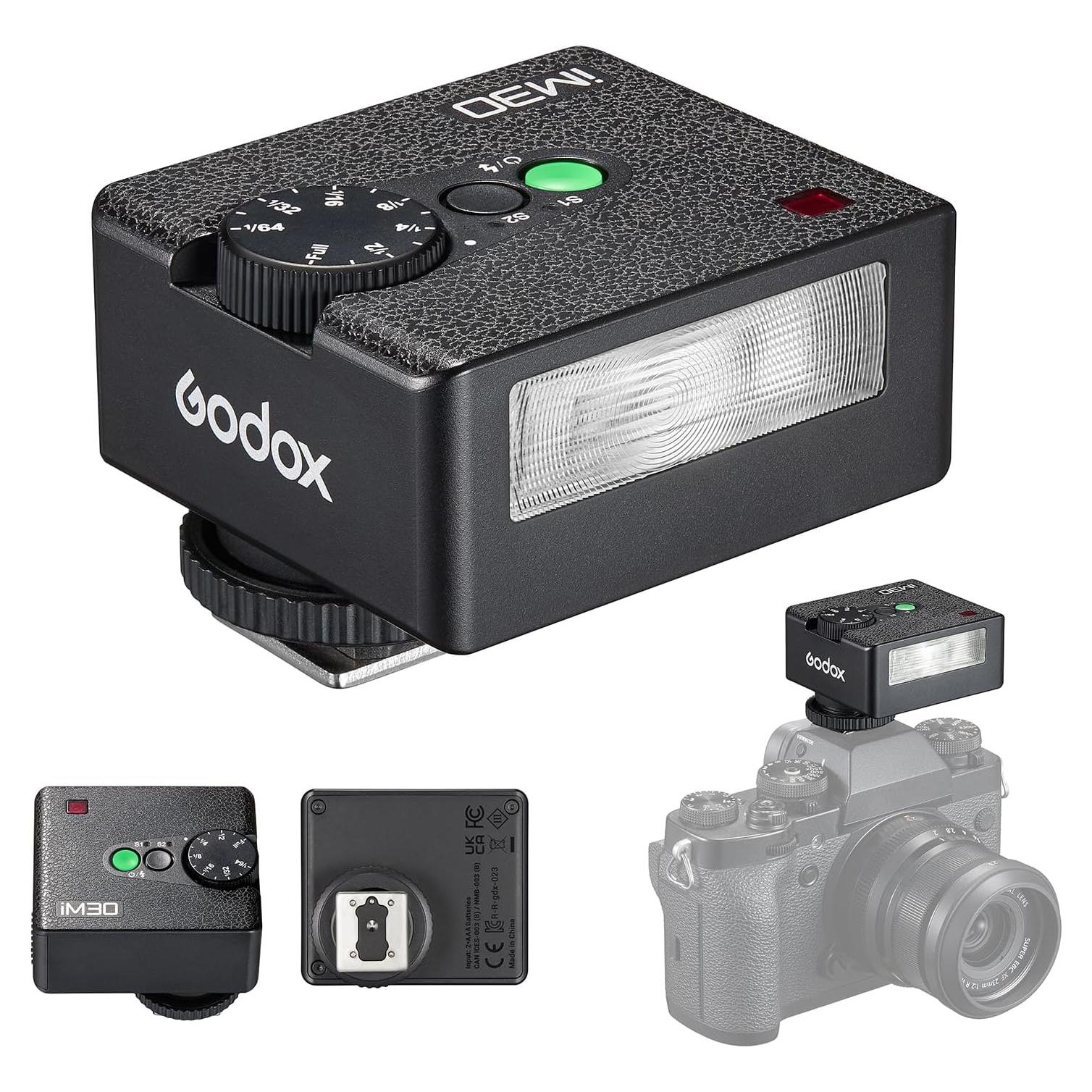 Godox iM30 Mini Flash de Cámara GN15 7 Niveles de Potencia