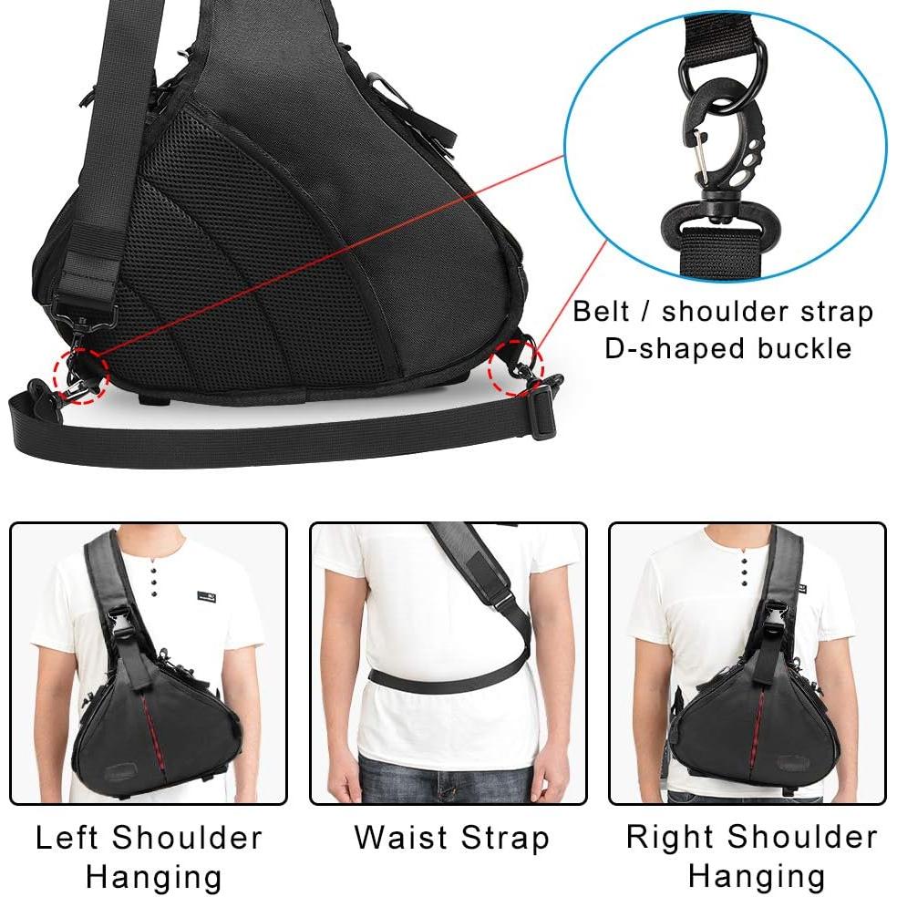 Mochila Sling CADeN para Cámara DSLR Impermeable Negra