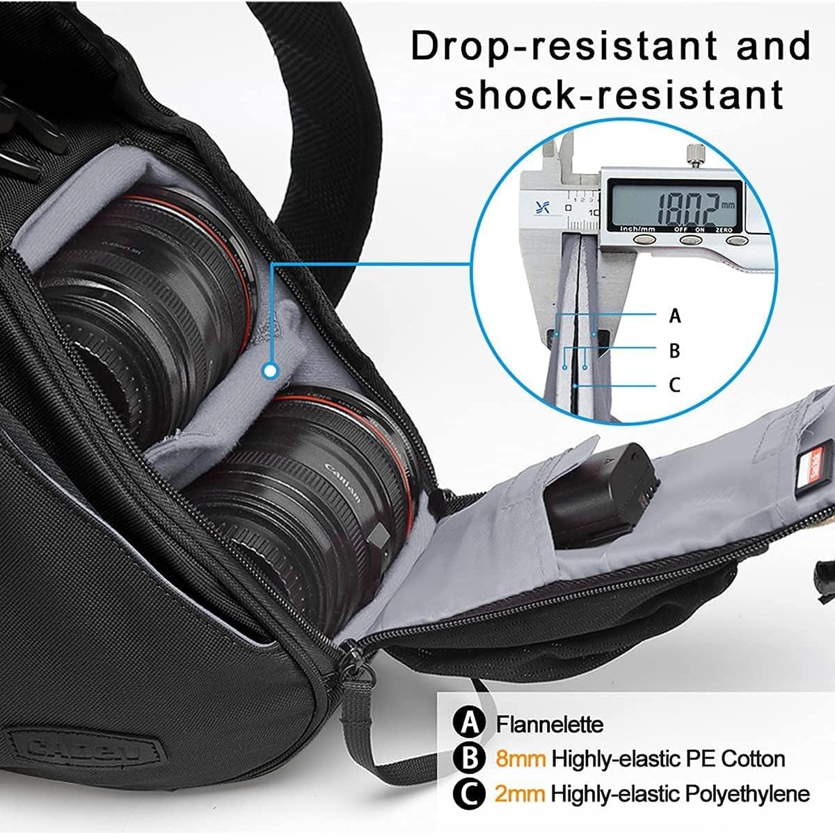 Mochila Sling CADeN para Cámara DSLR Impermeable Negra