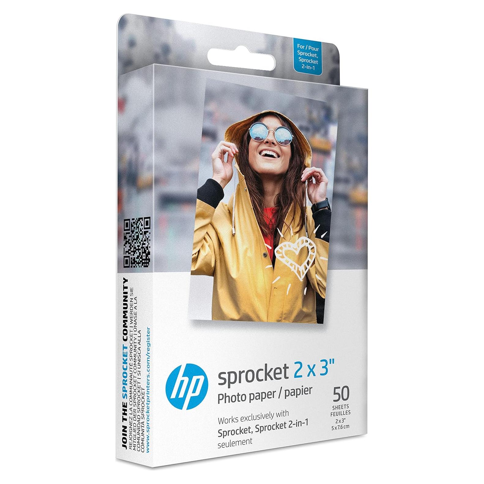 Papel Fotográfico Adhesivo HP Sprocket 5x7.6 cm - 50 Hojas