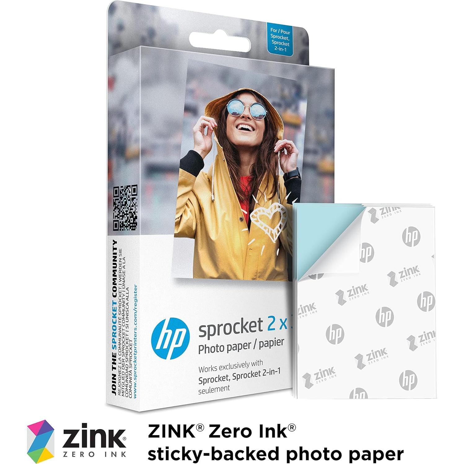 Papel Fotográfico Adhesivo HP Sprocket 5x7.6 cm - 50 Hojas