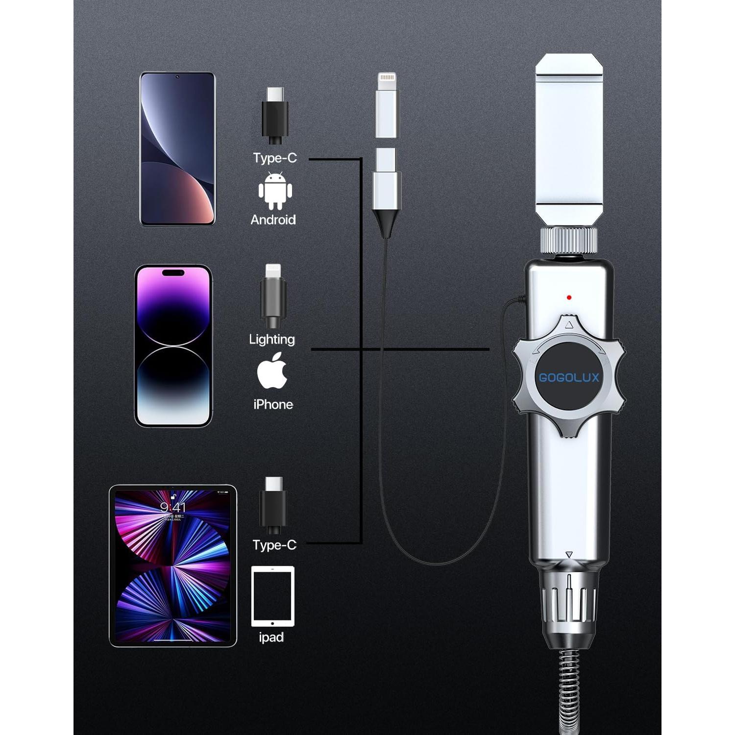 Endoscopio Articulado GOGOLUX 6.2mm IP67 1920P Inalámbrico