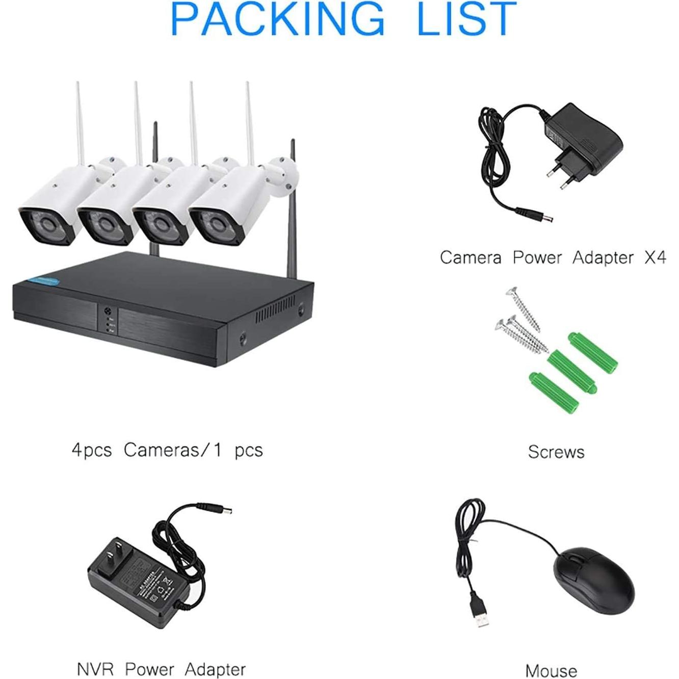 Sistema de Cámara de Seguridad Inalámbrica EVERSECU 4CH 2MP HD
