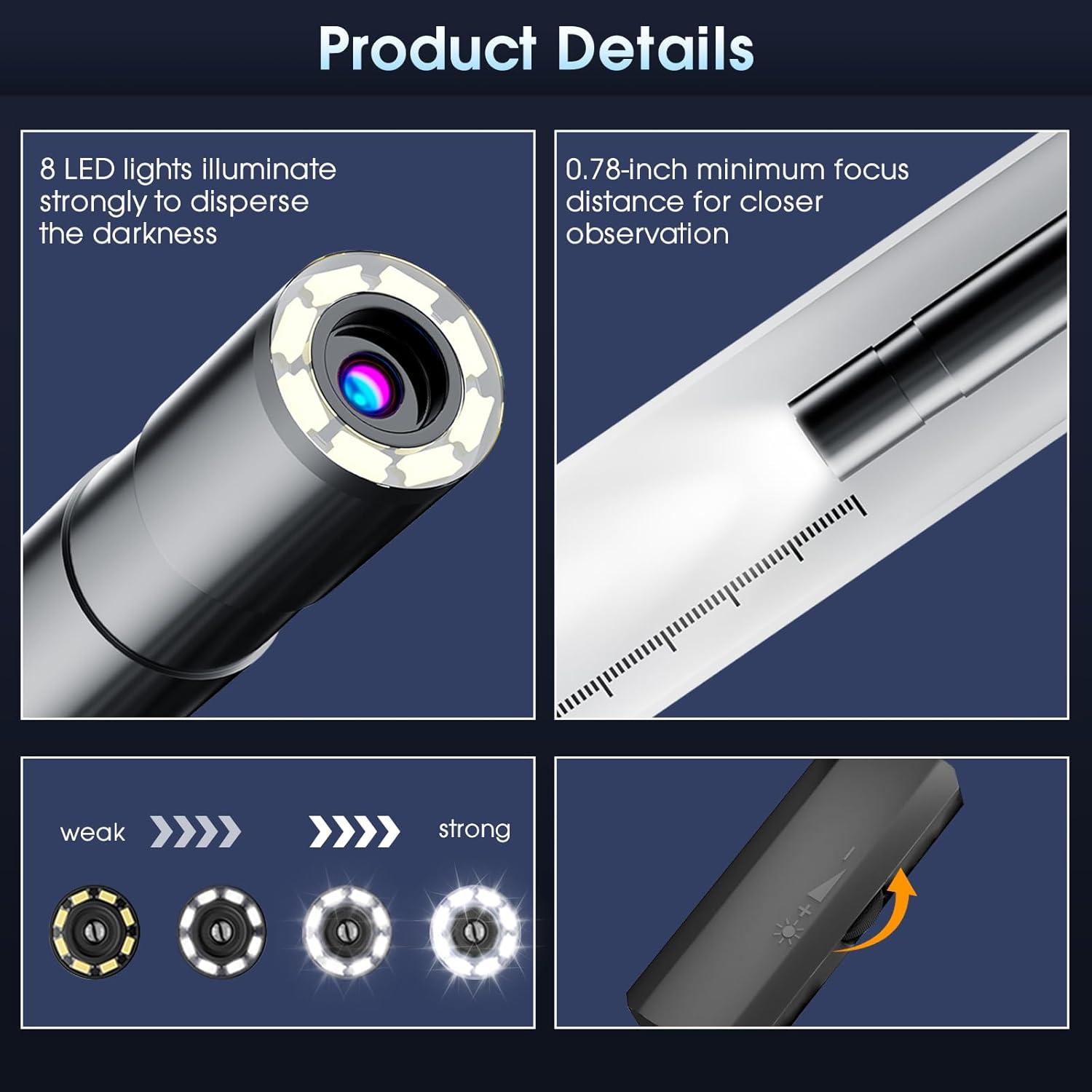 Cámara Endoscópica Ozikutech HD 5m con Luz LED IP67