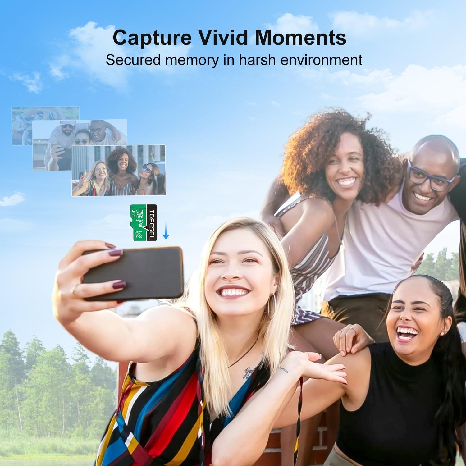 Tarjeta Micro SD TOPESEL 128GB x2 U3 V30 4K UHD Adaptador