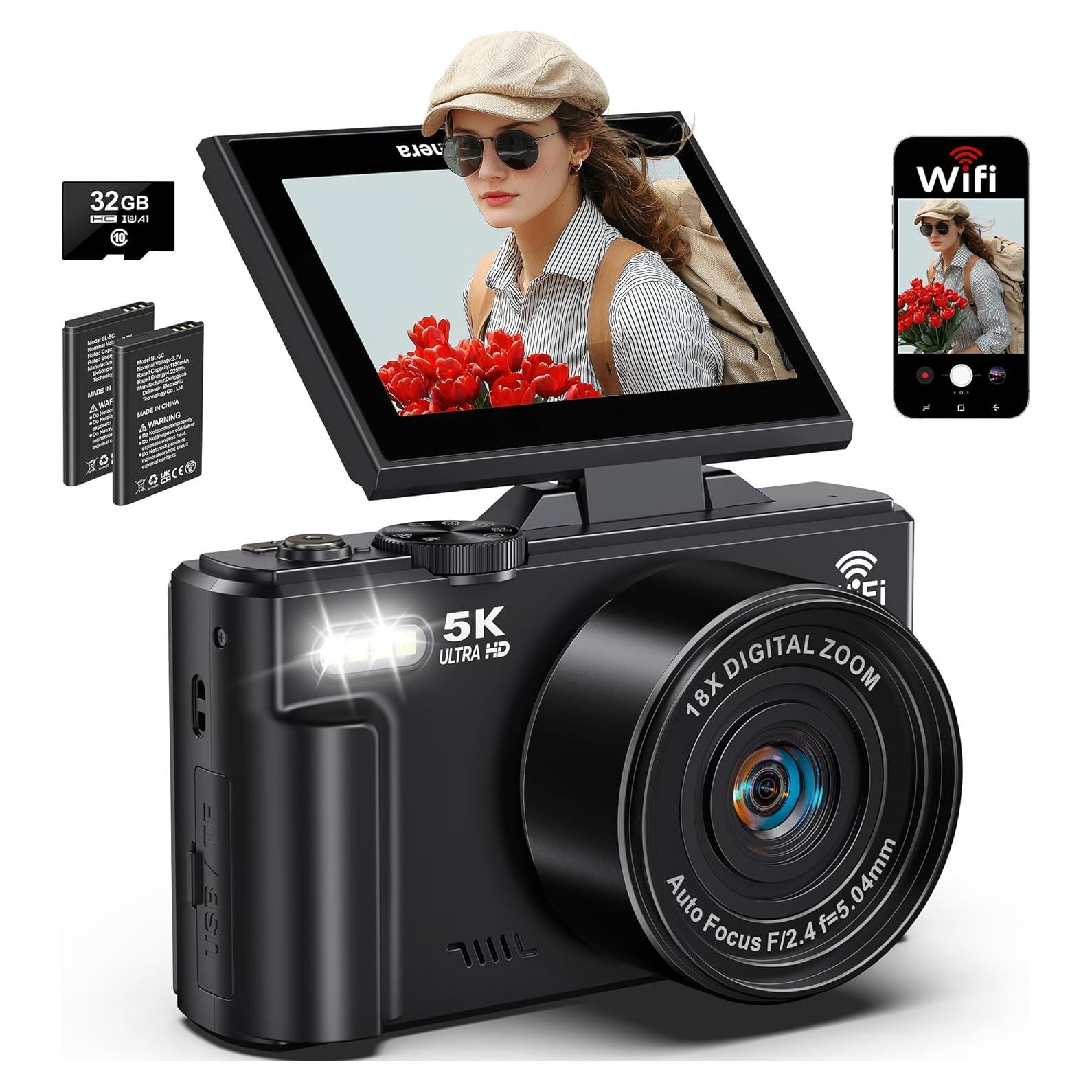 Cámara Digital Lacegre 5K 75MP con WiFi y Pantalla 3"