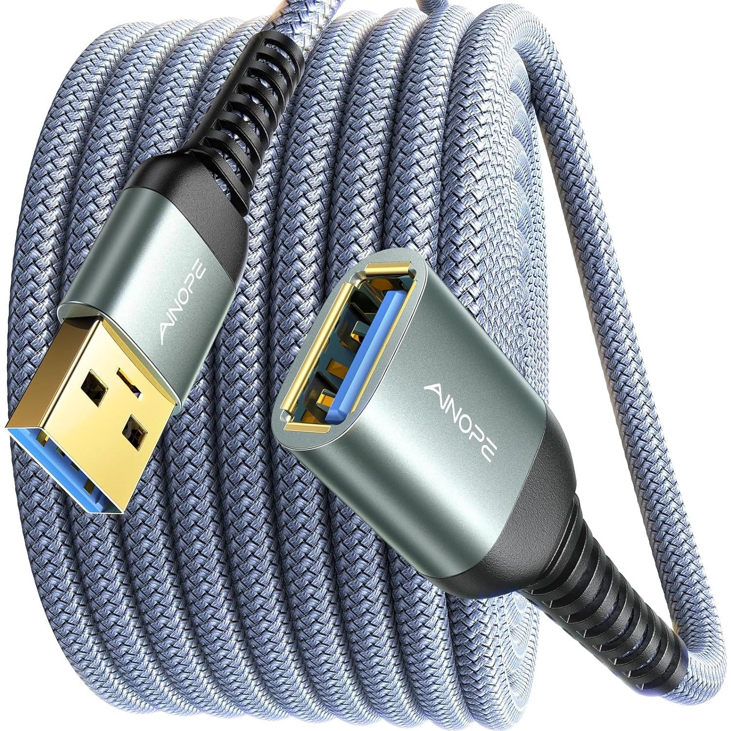 Cable de Extensión USB 3.0 AINOPE 3M Macho a Hembra Gris