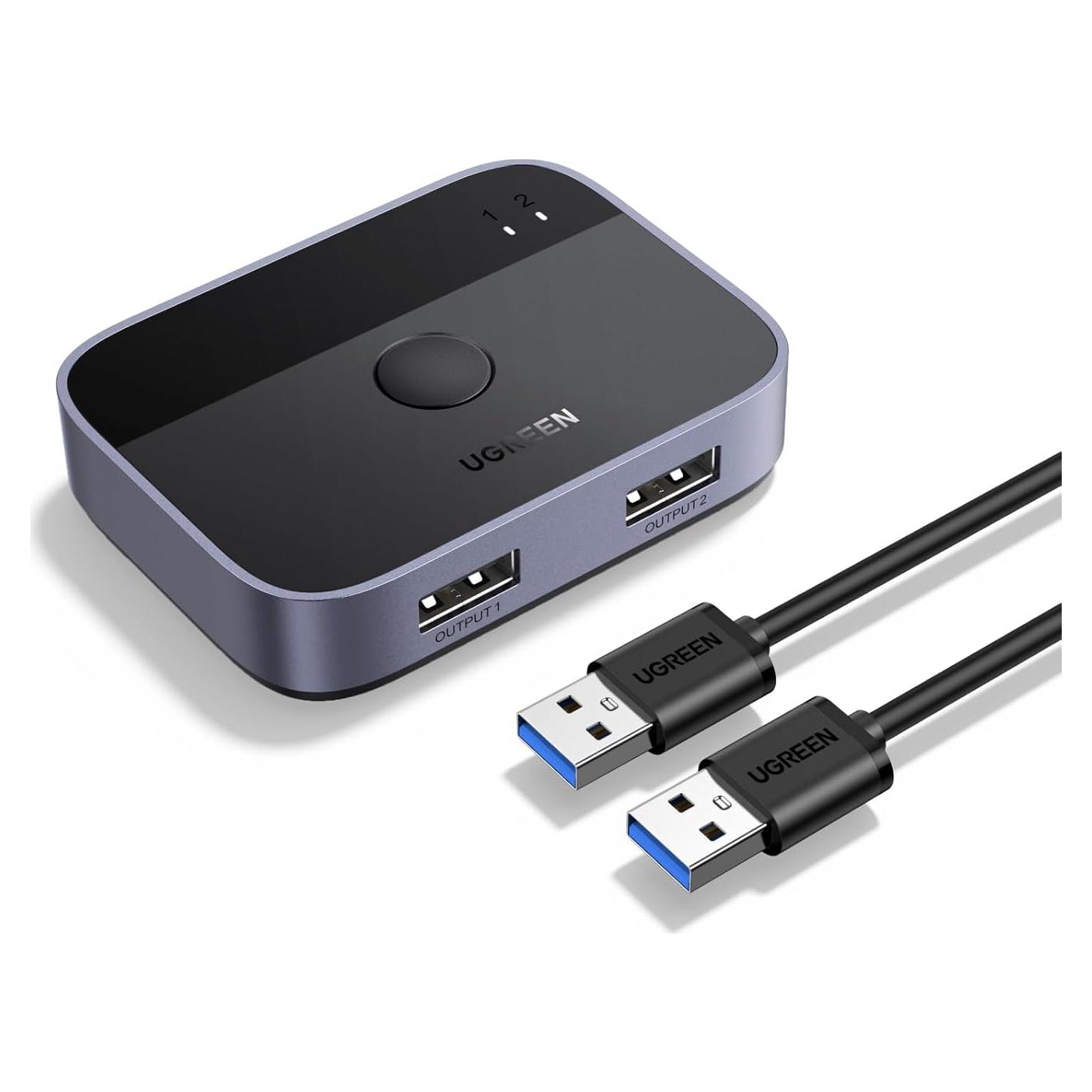 Interruptor USB 3.0 UGREEN 2 Puertos Selector para 2 PCs