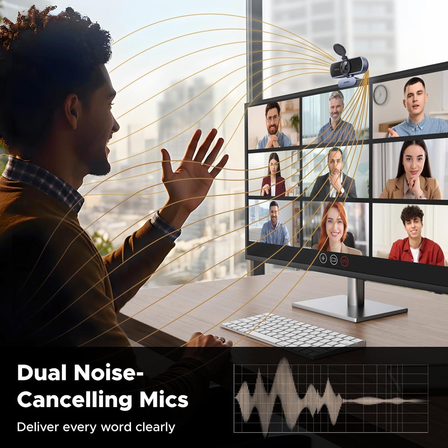 Cámara Web UGREEN 4K Ultra HD con Micrófono y Autofoco