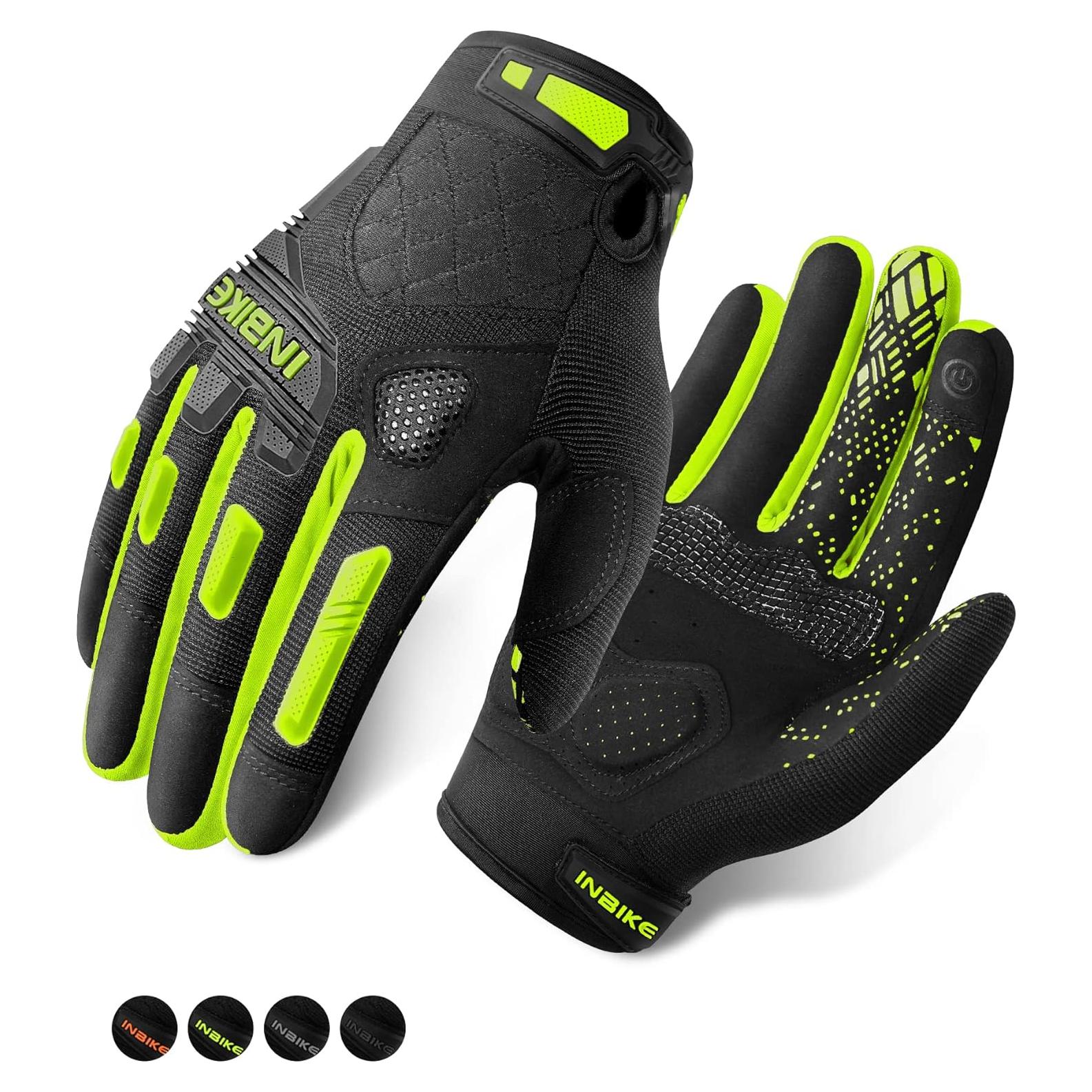Guantes de Montaña INBIKE X-Large Verde Táctiles y Antichoque