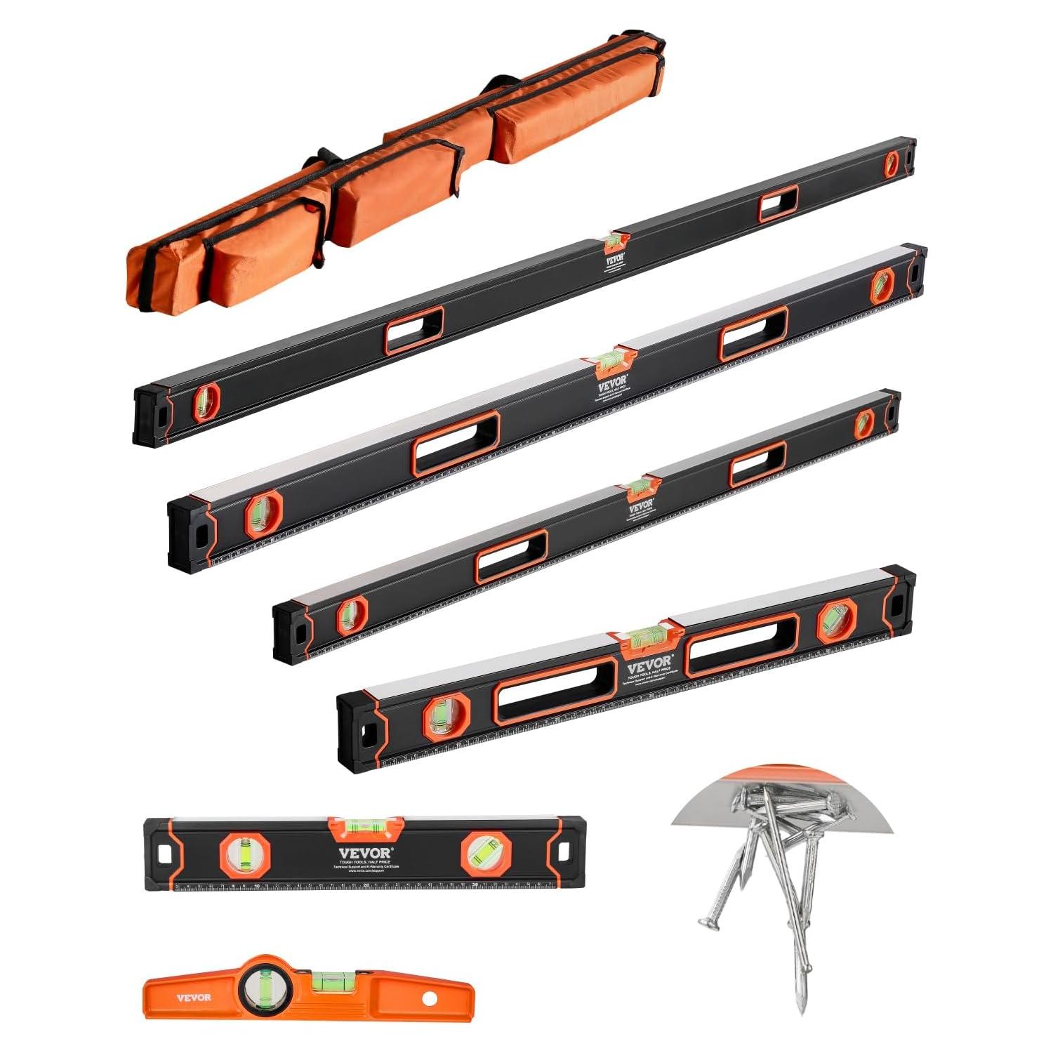 Nivel Torpedo Magnético VEVOR 6 Piezas Aluminio 25.4-198.12 cm