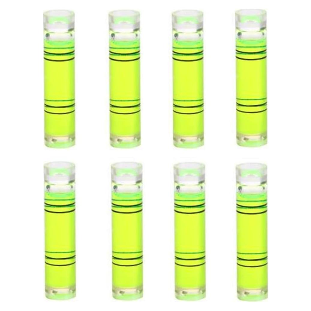 Mini Nivel Cilíndrico 8 Piezas 9.5x40mm Acrílico Verde Amarillo