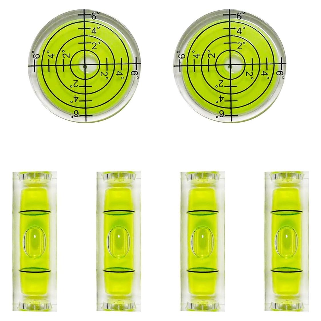 Juego de 6 Niveles de Burbuja Mini Genérico - 2 Redondos y 4 Cuadrados