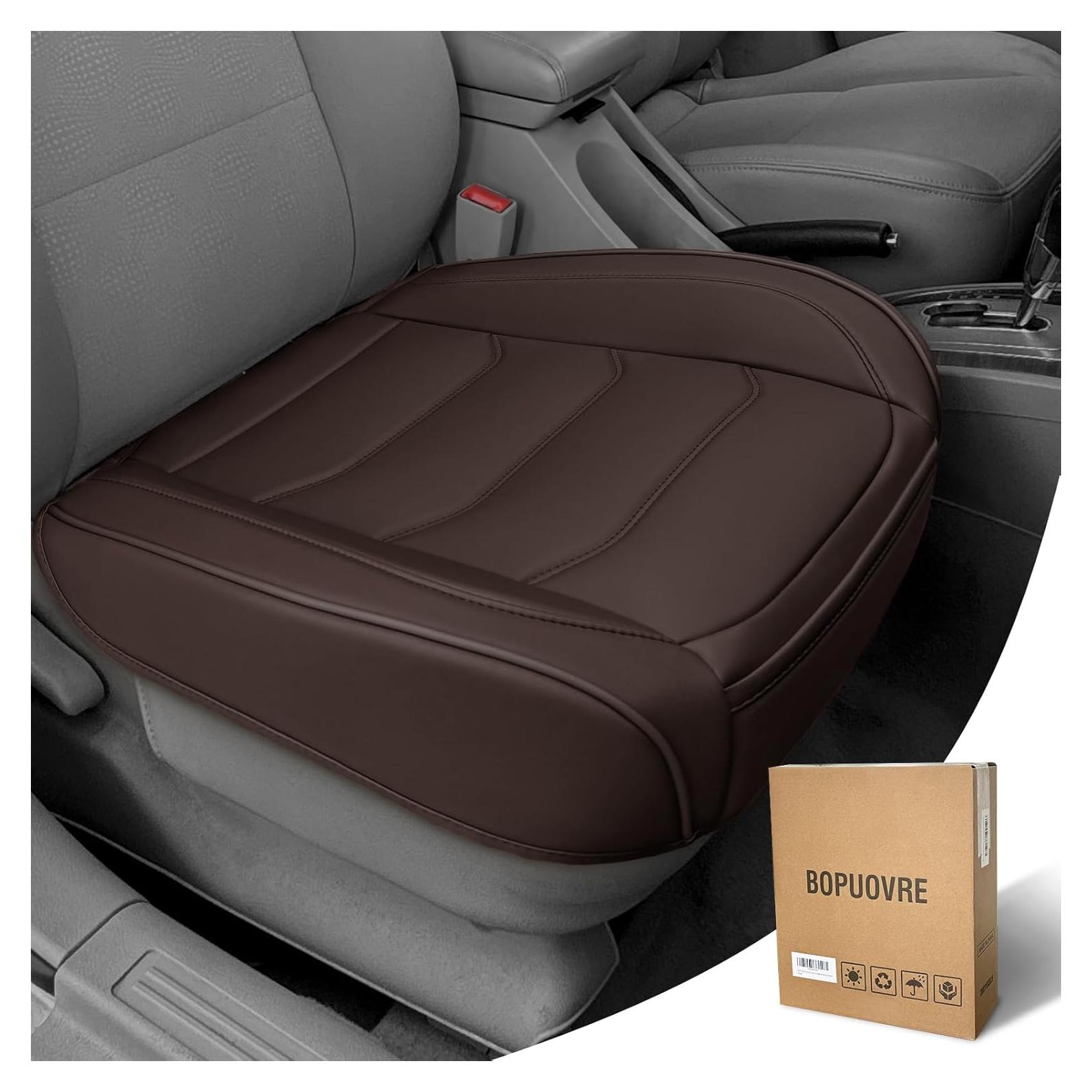 Funda de Asiento de Coche BOPUOVRE Cuero Sintético Café 1 Pieza