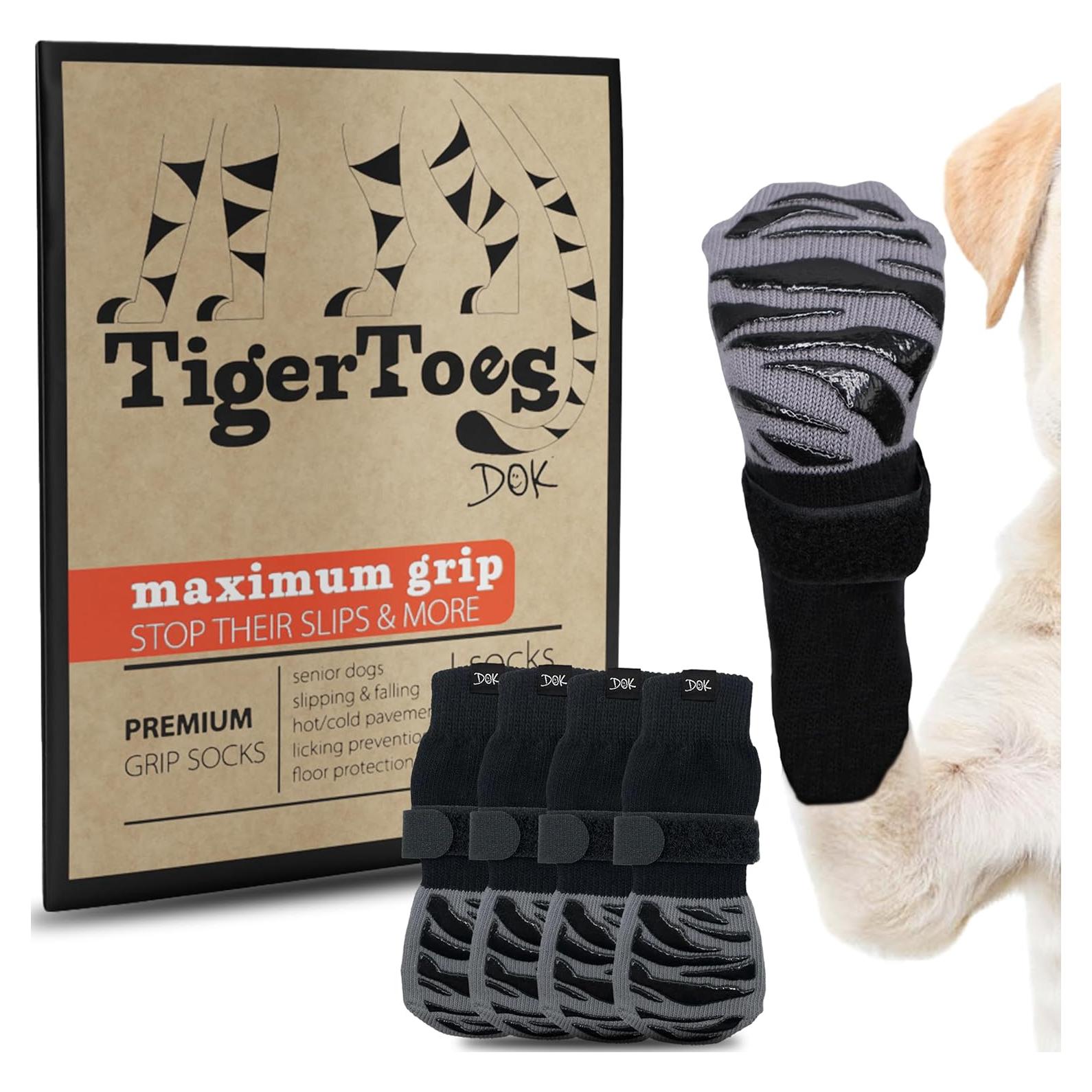 Calcetines Antideslizantes DOK TigerToes para Perros Grandes - Agarre Extra-Grueso
