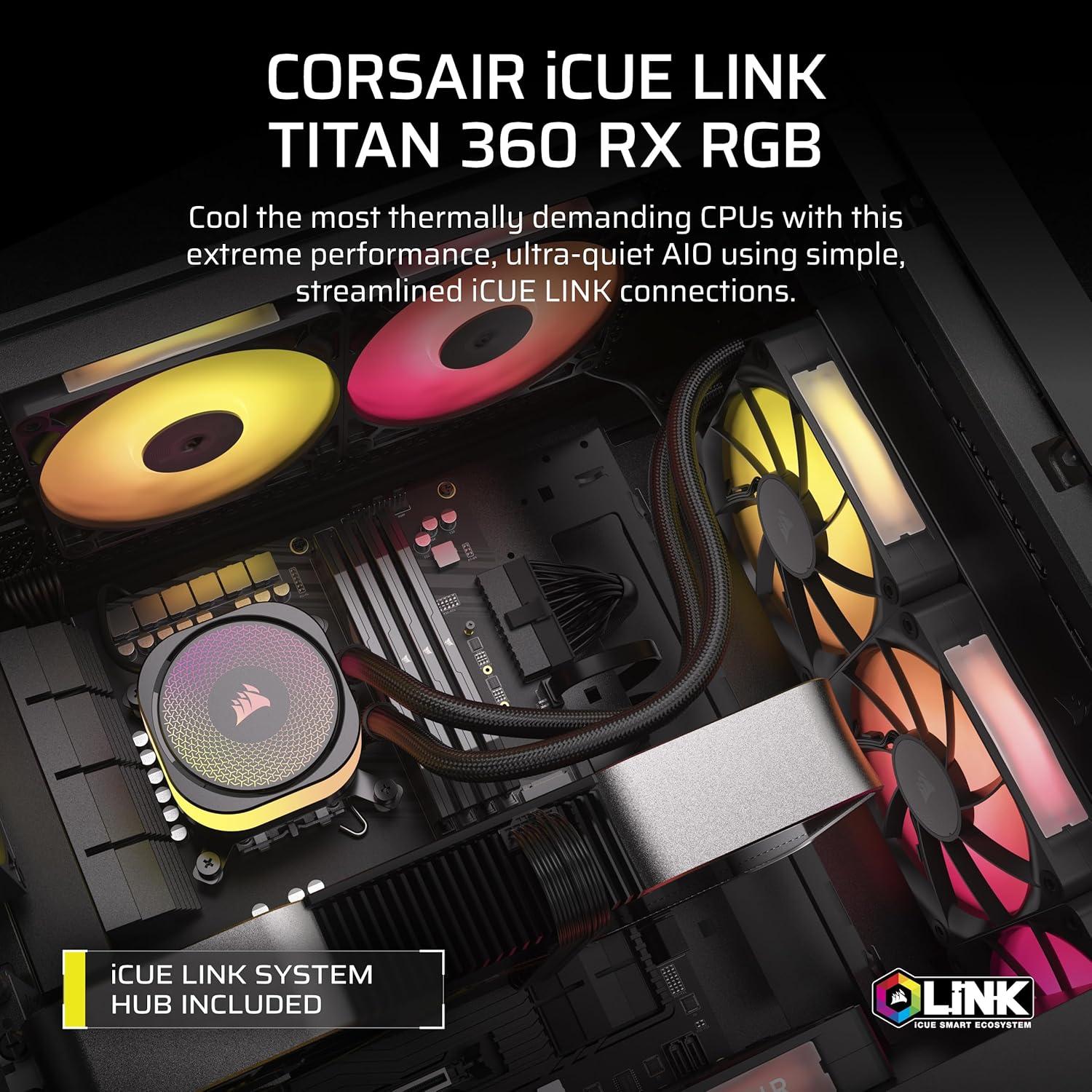 Enfriador de CPU CORSAIR iCUE Link Titan 360mm AIO RGB Negro