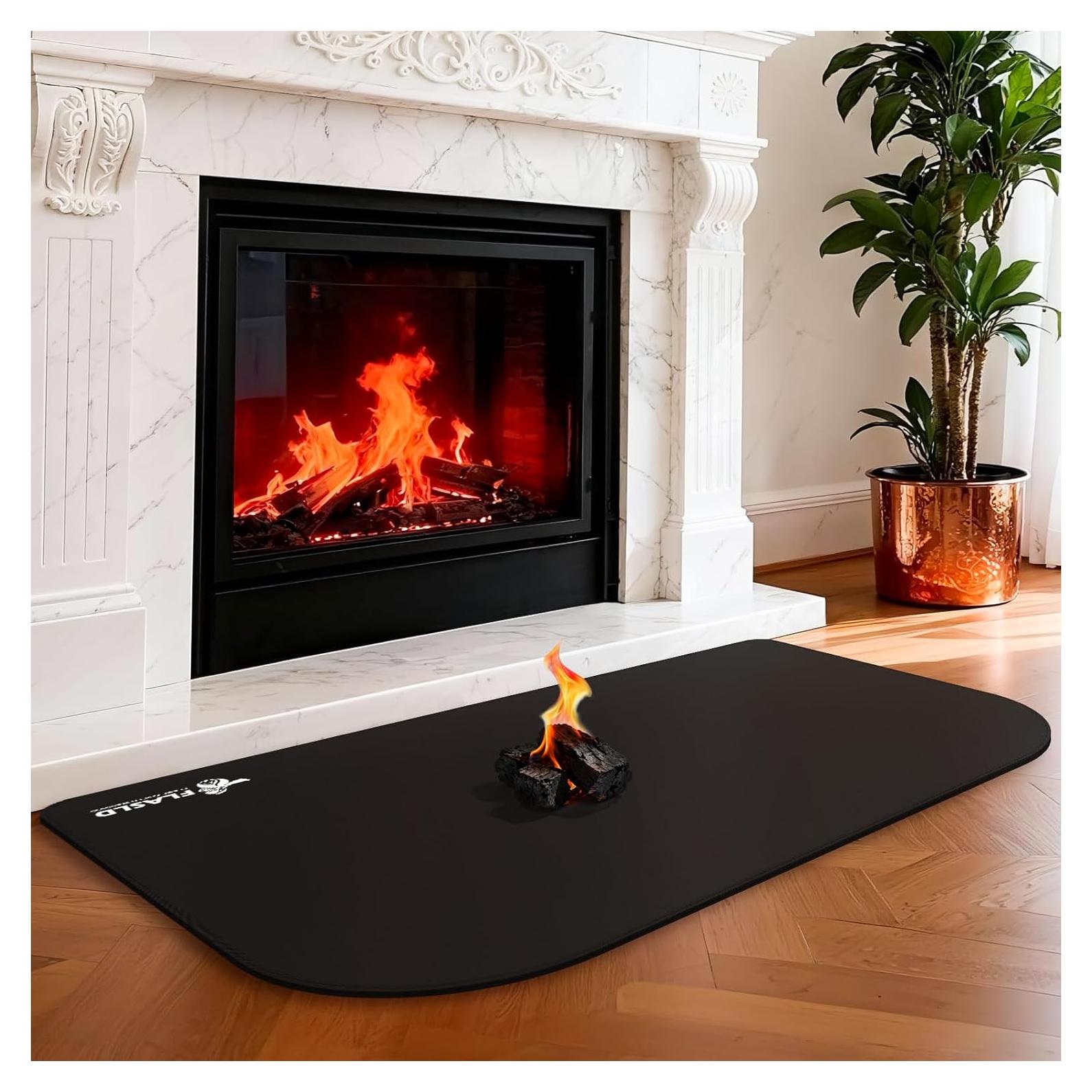 Alfombrilla para Chimenea FLASLD 81x122 cm Resistente al Fuego