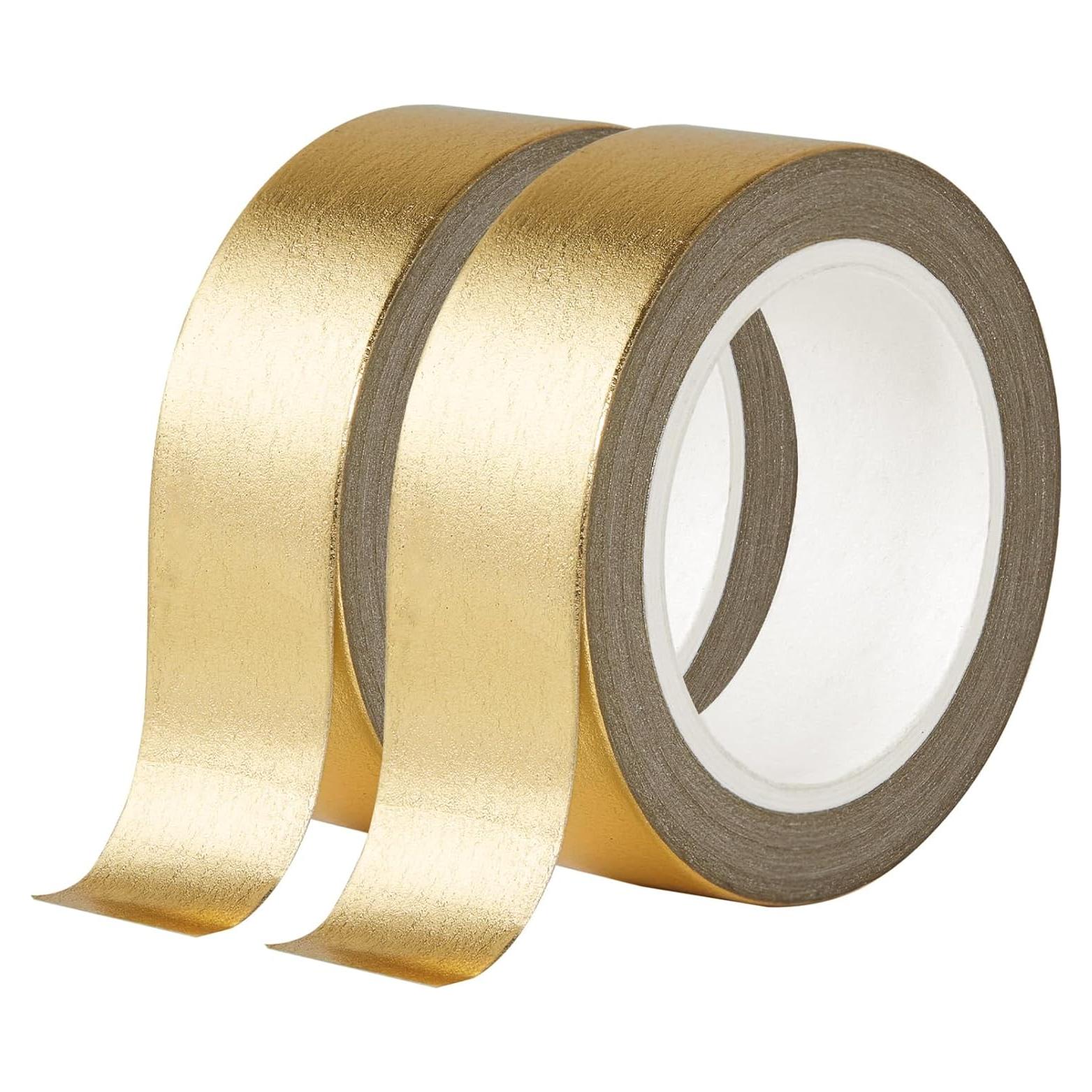 Cinta Washi Dorada Qyueyue - 2 Rollos 15mm x 10m Autoadhesiva