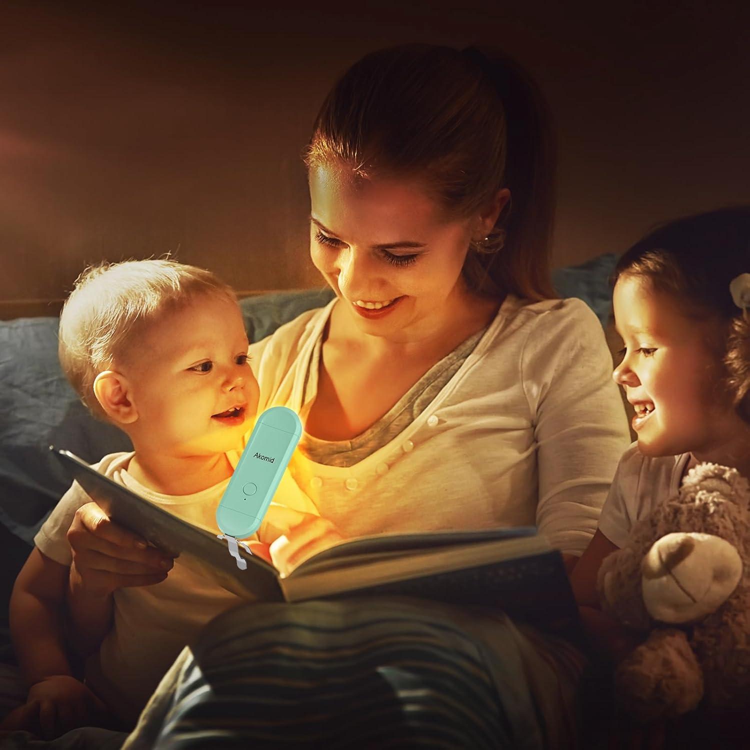 Luz de libro recargable Akomid con clip y 8 LEDs ámbar