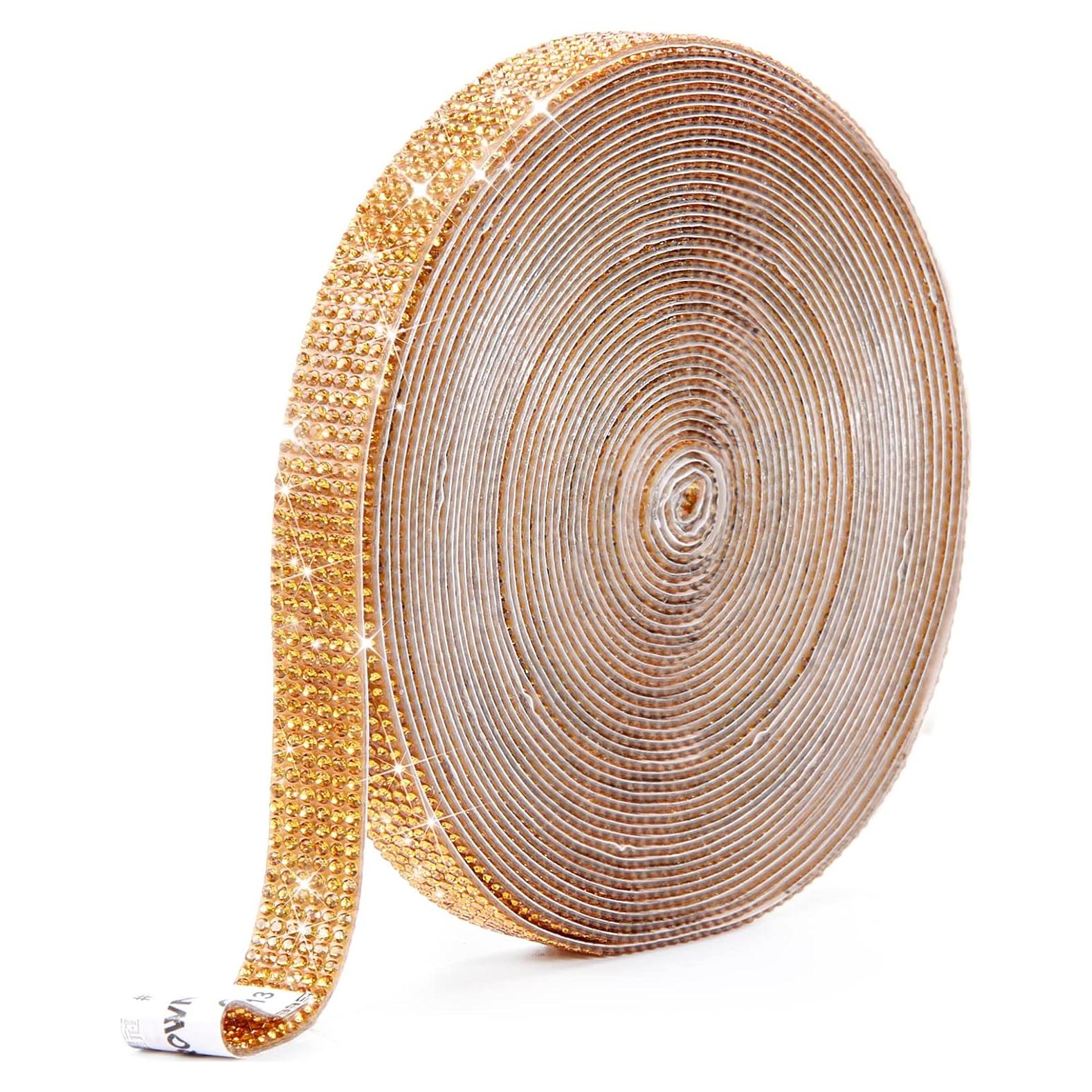 Cinta de Rhinestone Autoadhesiva Grande&Sueño 1.3 cm x 3 m Dorado