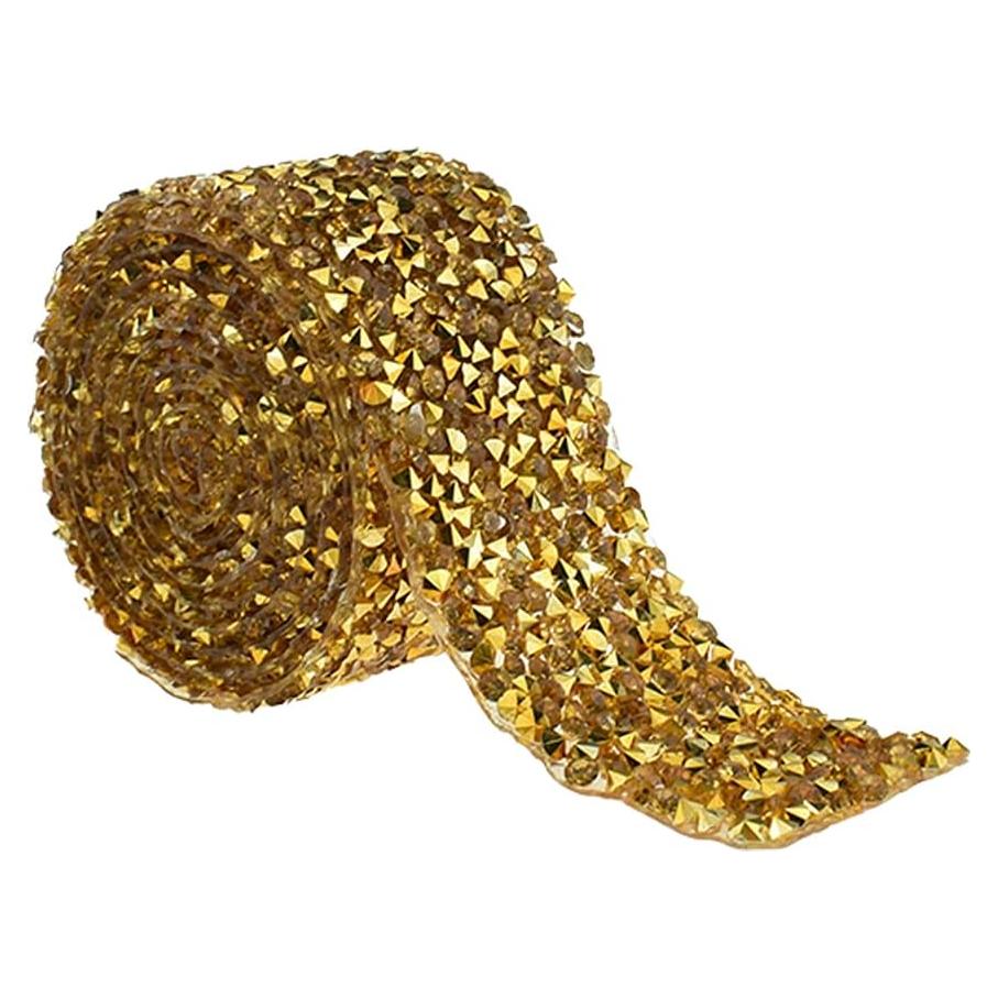 Cinta de Rhinestone Adhesiva HAHIYO 0.91m x 3cm Dorado