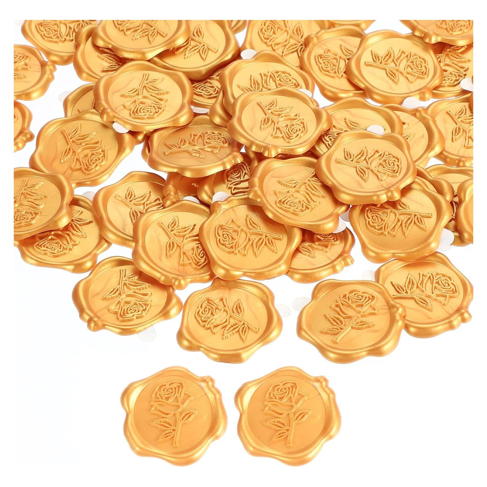 Sellos de Cera Autoadhesivos PATIKIL - 50 Stickers Dorados