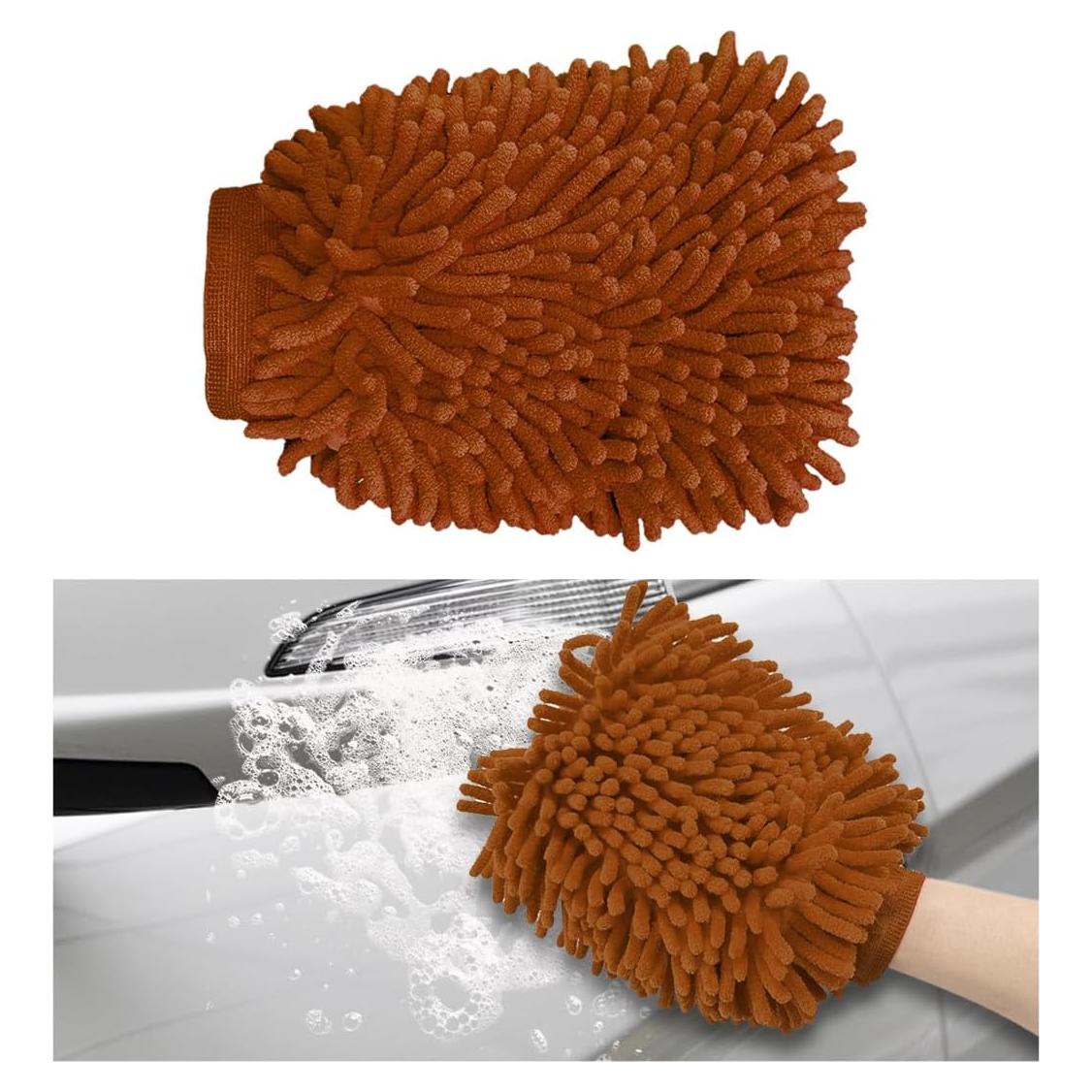 Guantes de Microfibra Gasedin para Lavado de Autos Café