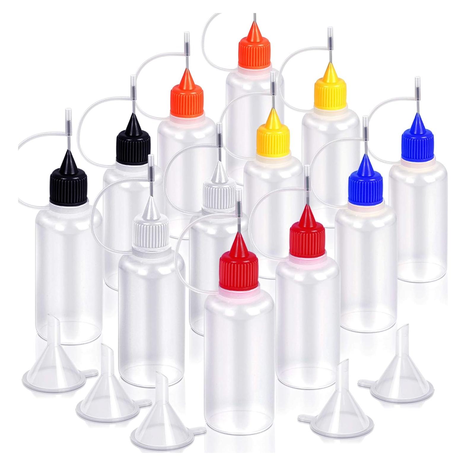 12 Botellas de Aplicador de Precisión YGDZ 30ml con 5 Embudos