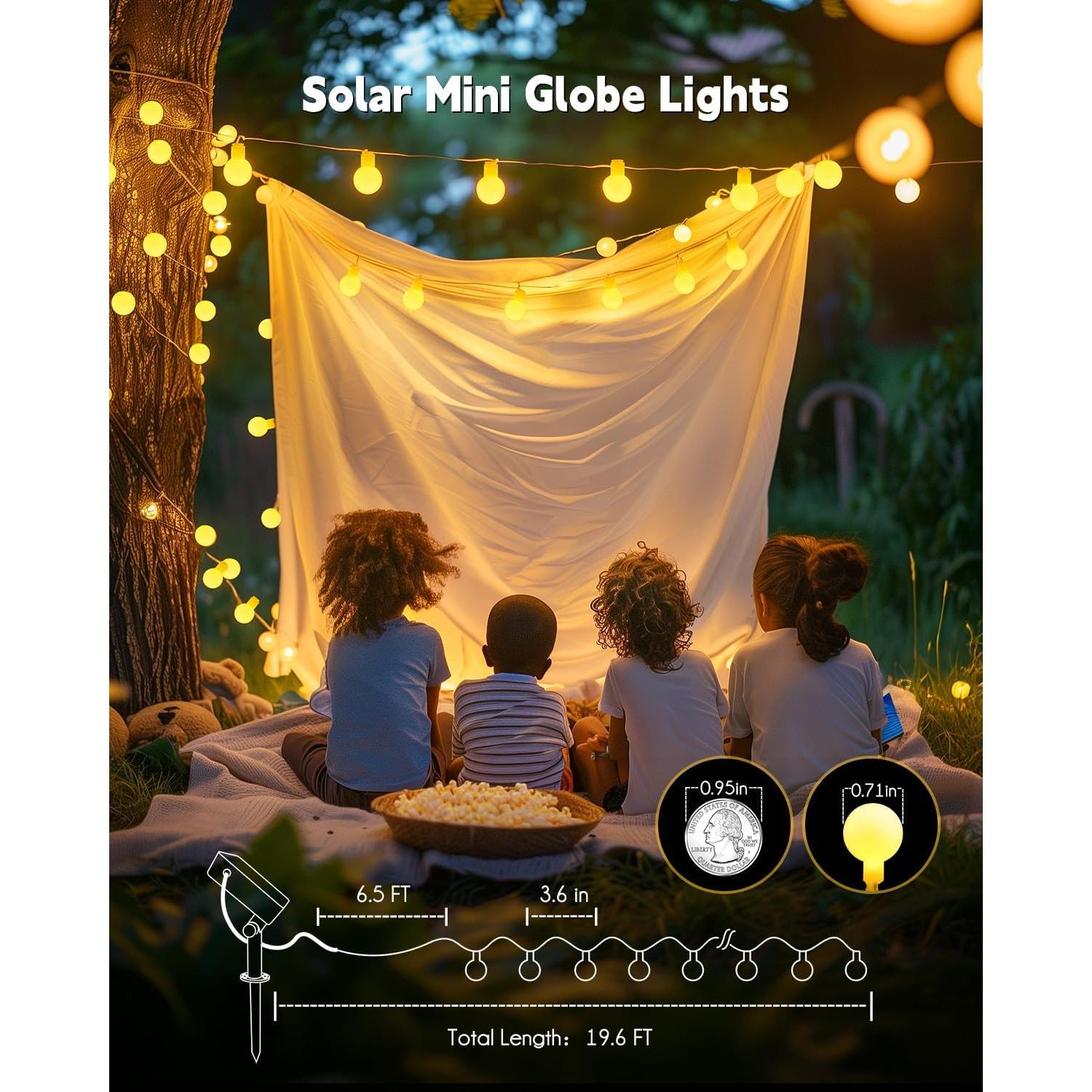 Luces Solares Brightown 60 LED 5.97m Blanco Cálido para Exterior