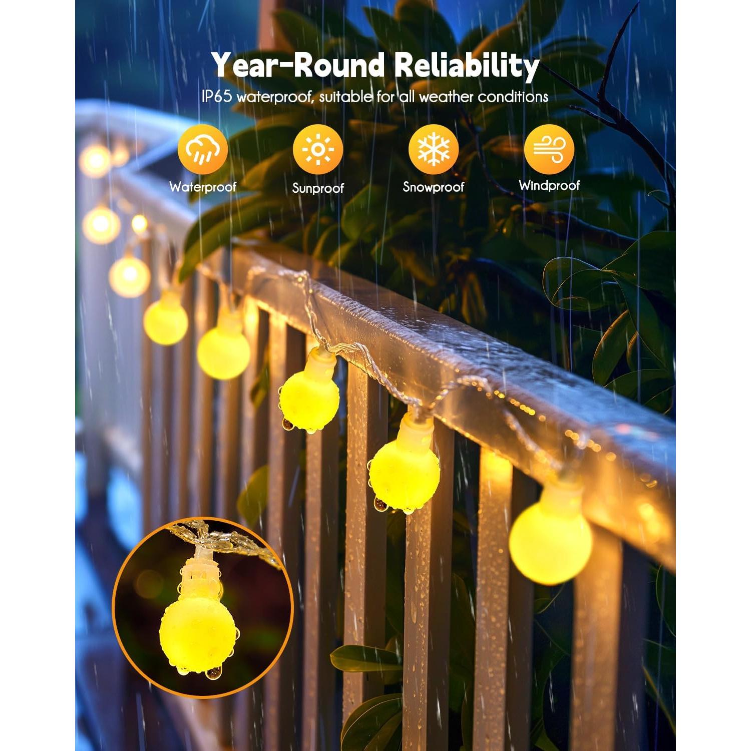 Luces Solares Brightown 60 LED 5.97m Blanco Cálido para Exterior