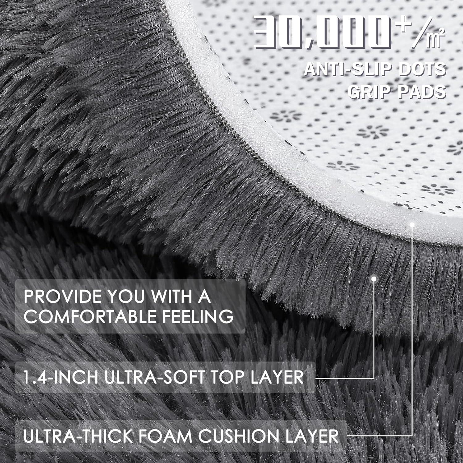 Alfombra de Área OLANLY Gris 1.22x1.80 m Lavable a Máquina