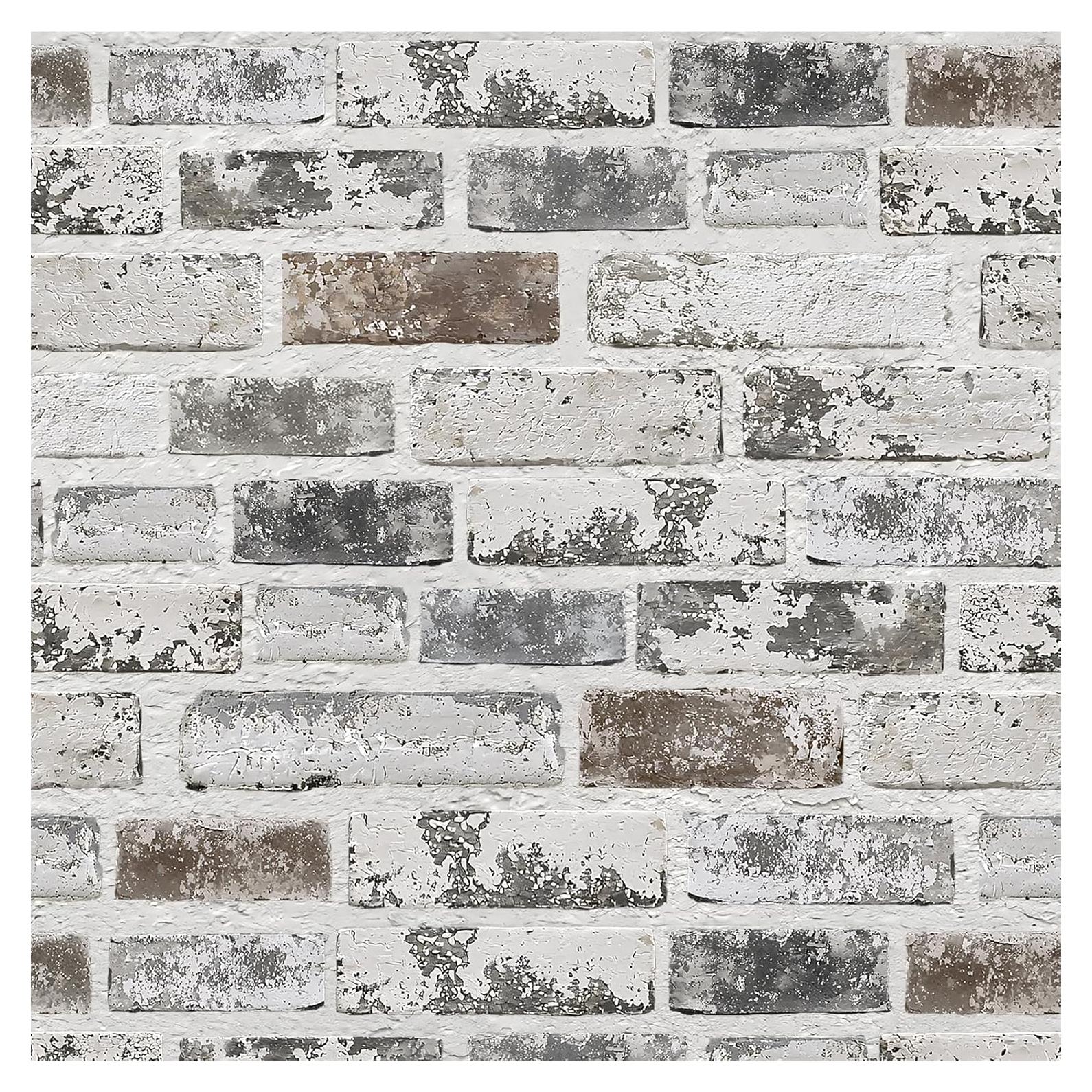 Papel Tapiz Autoadhesivo PeonyQueen Ladrillo Falso Gris 0.88m²