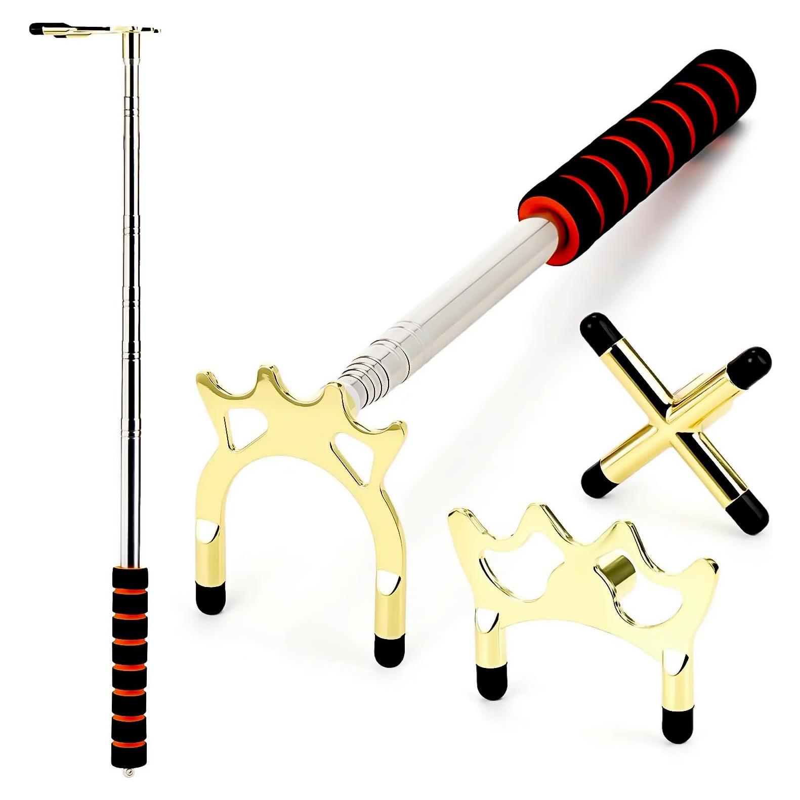 Puente de Taco de Billar Retráctil Pumtus con 3 Cabezas de Latón