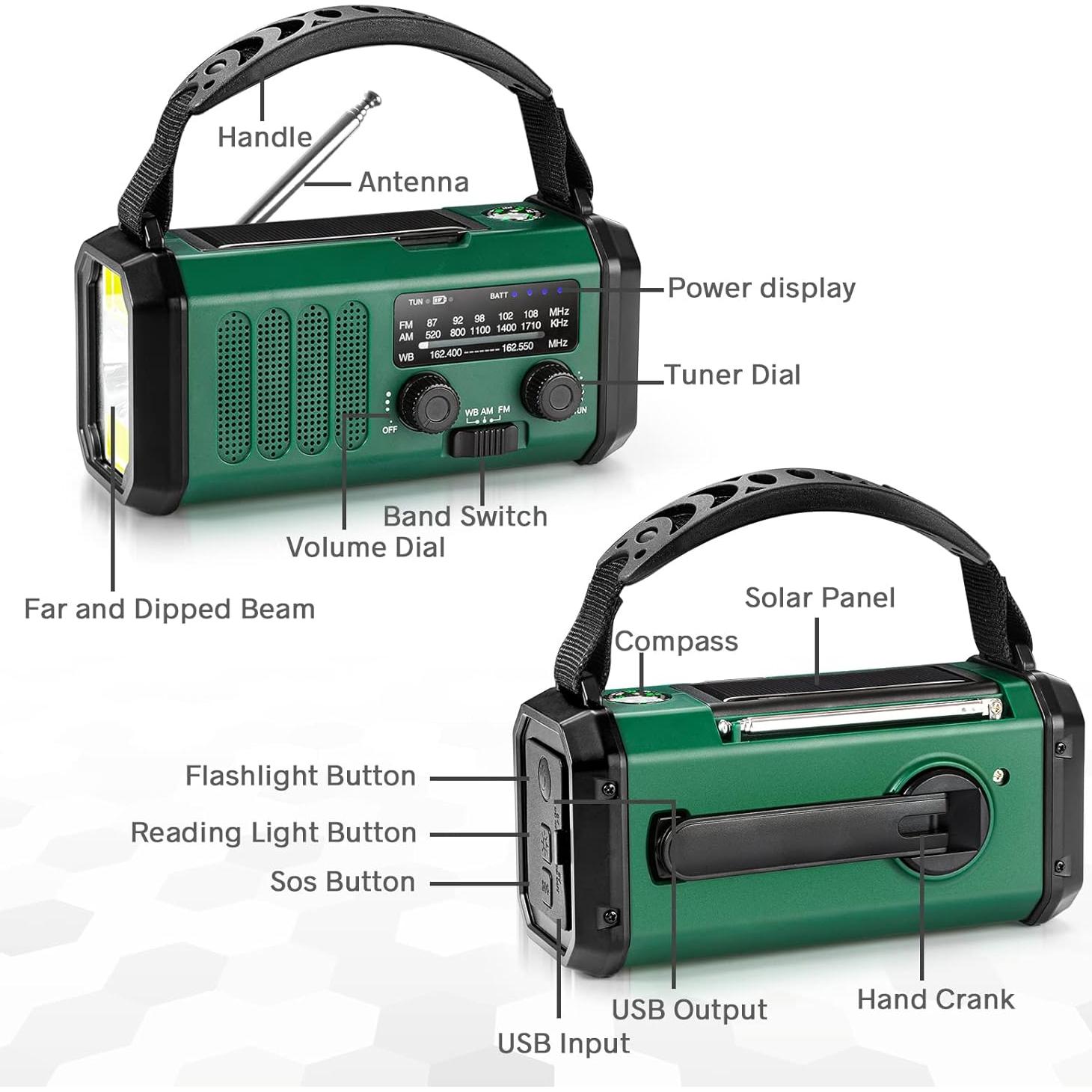 Radio de Emergencia Leaton xsy-330 con Batería 10000mAh y Linterna