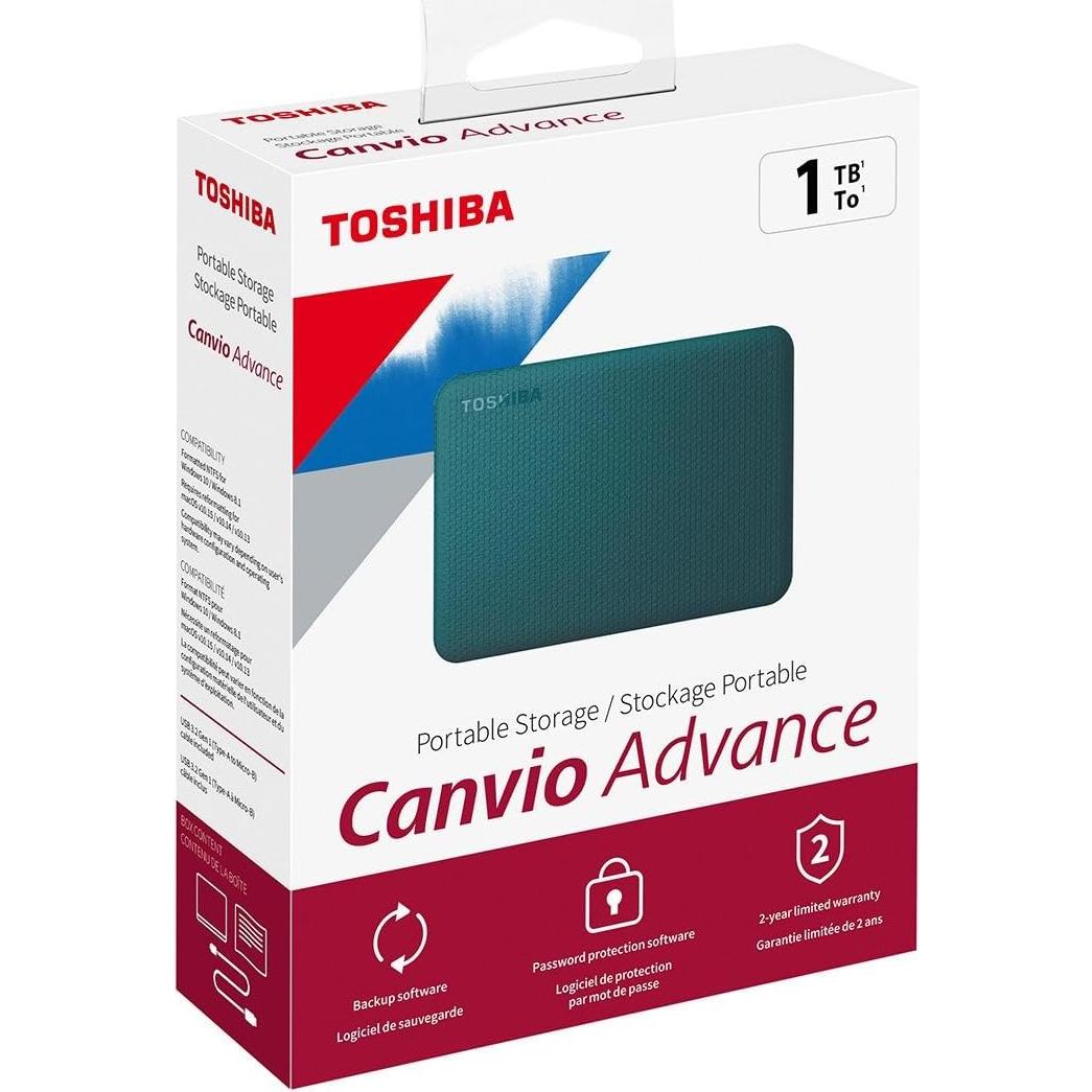 Disco Duro Externo Portátil Toshiba Canvio Advance 1TB USB 3.0 Verde