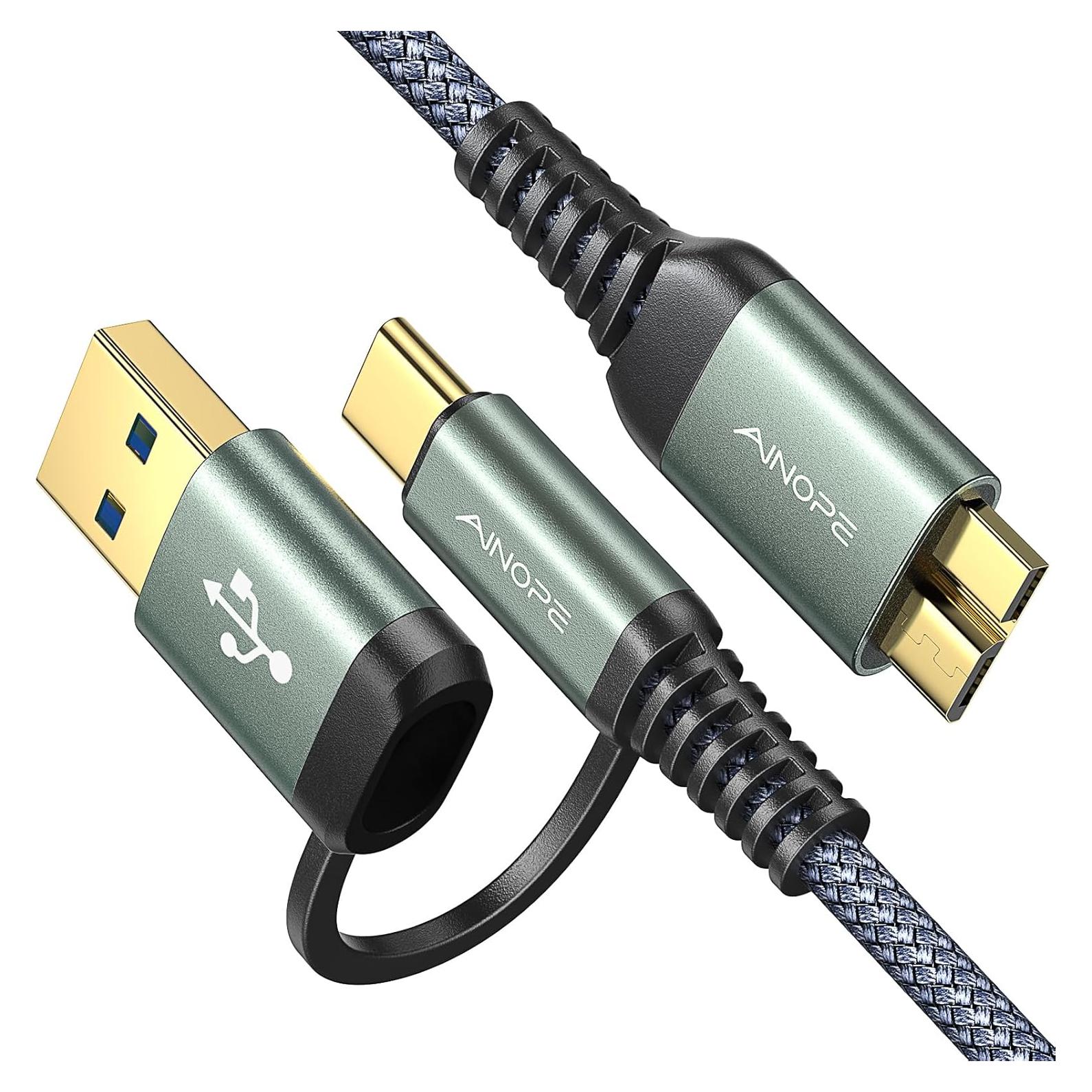 Cable AINOPE Micro B a USB C 1.5FT Trenzado Nylon 5Gbps