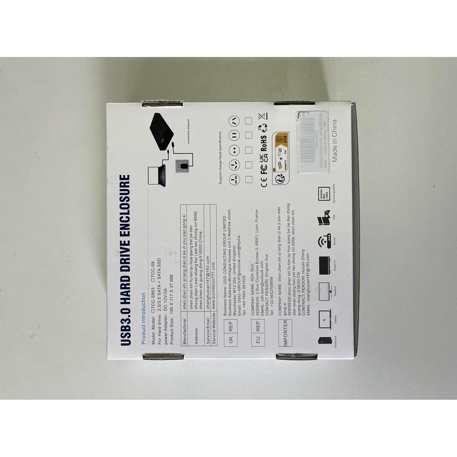 Estación de Acoplamiento Tccmebius TCC-S8 para HDD/SSD SATA 2.5/3.5" hasta 22TB